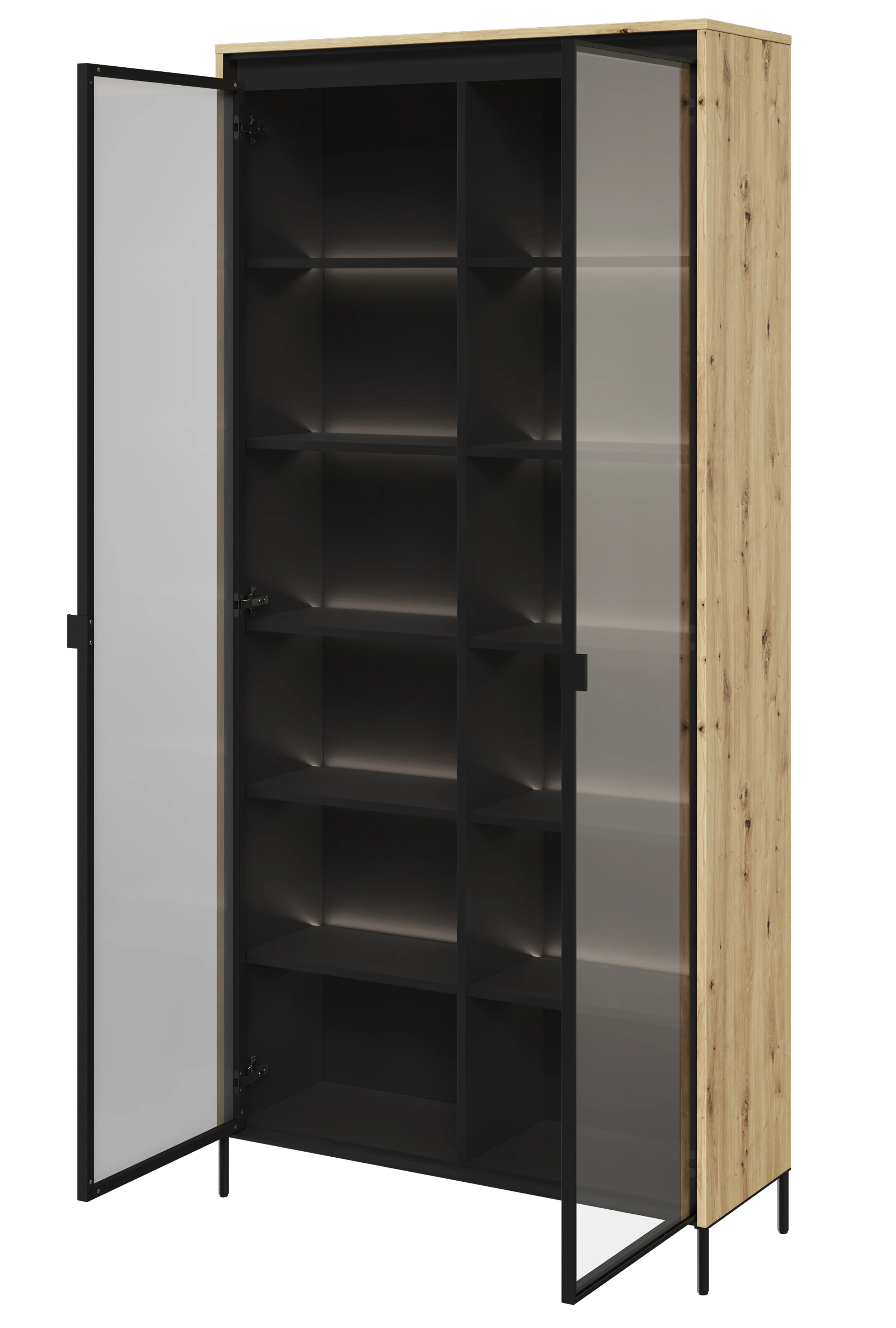 Witryna dwudrzwiowa Trend 92 cm z LED Dąb artisan - Image 3