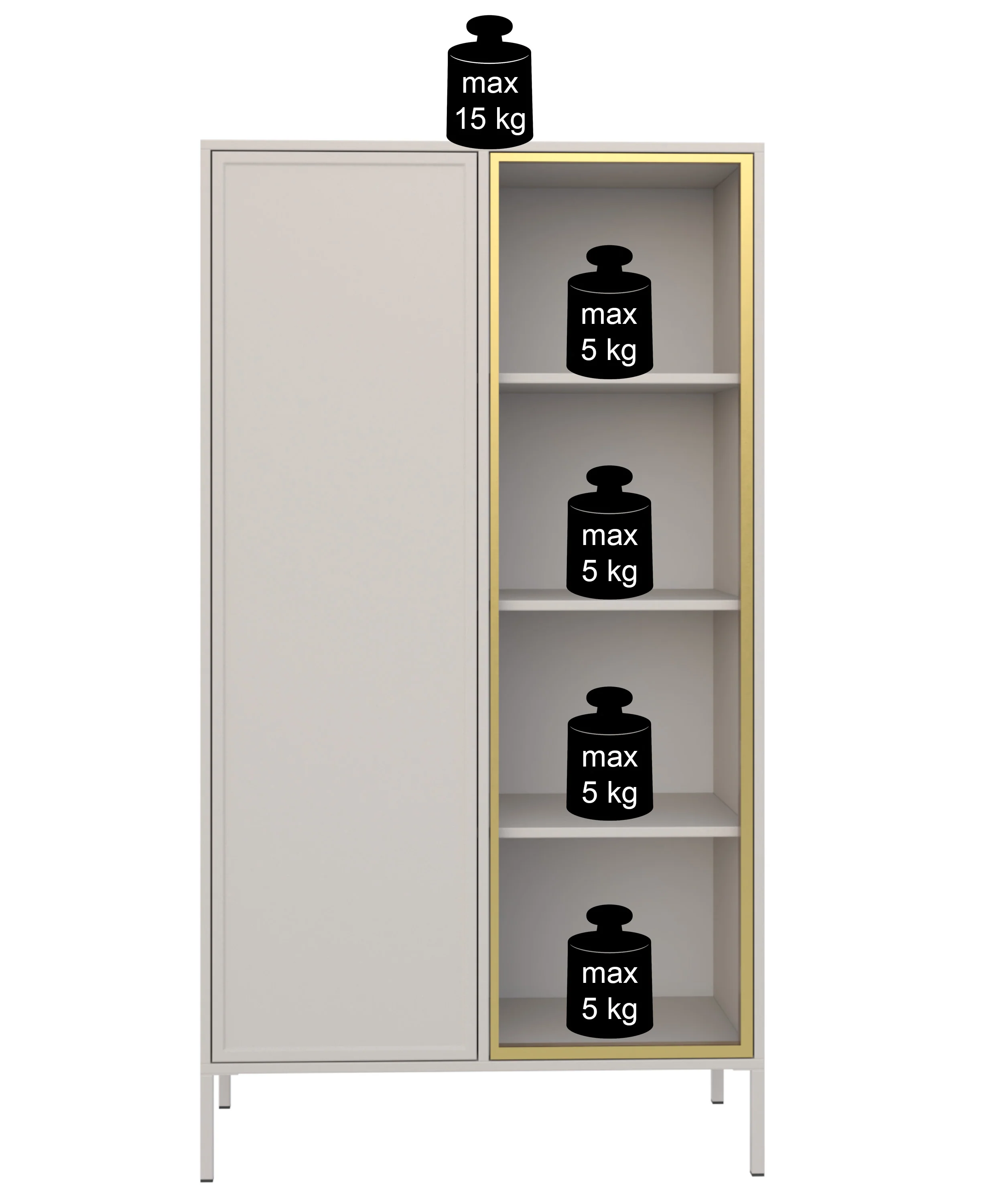 Witryna dwudrzwiowa Velveto ze szklanym frontem 90 cm kaszmir - Image 8