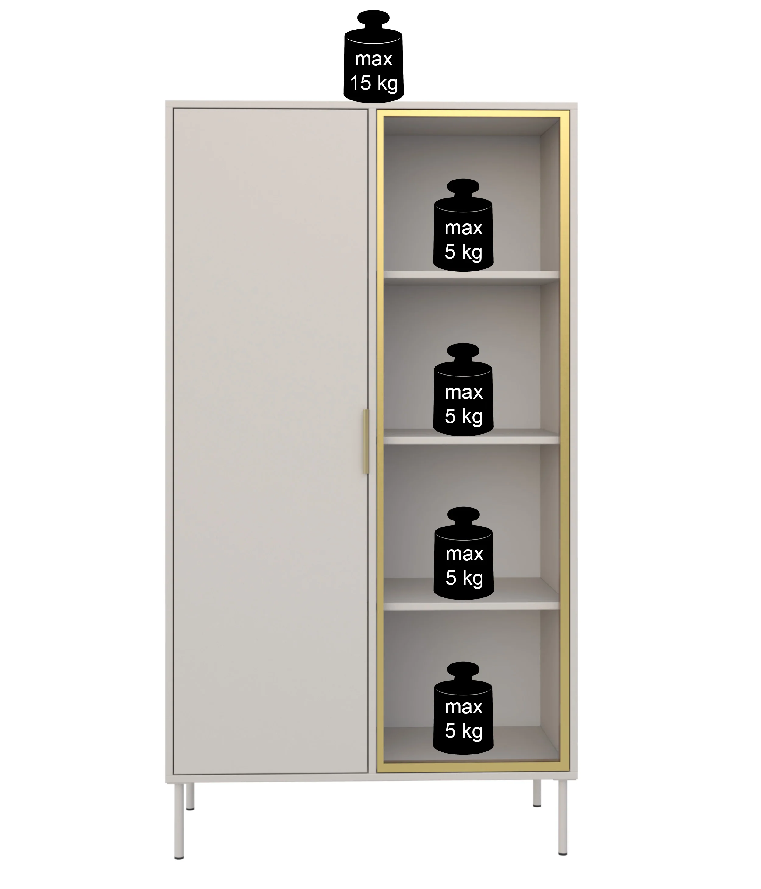 Witryna dwudrzwiowa Vena ze szklanym frontem 90 cm biały - Image 6