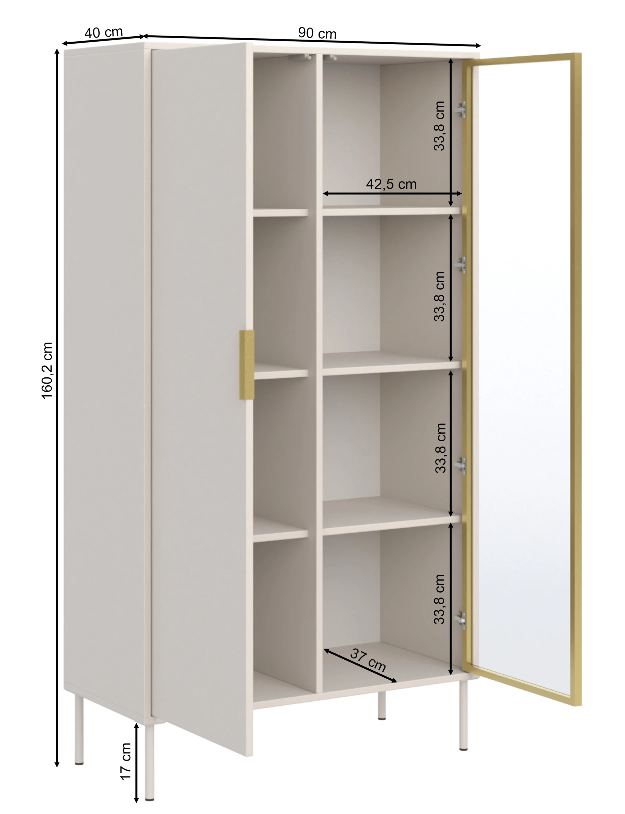 Witryna dwudrzwiowa Vena ze szklanym frontem 90 cm czarny - Image 7