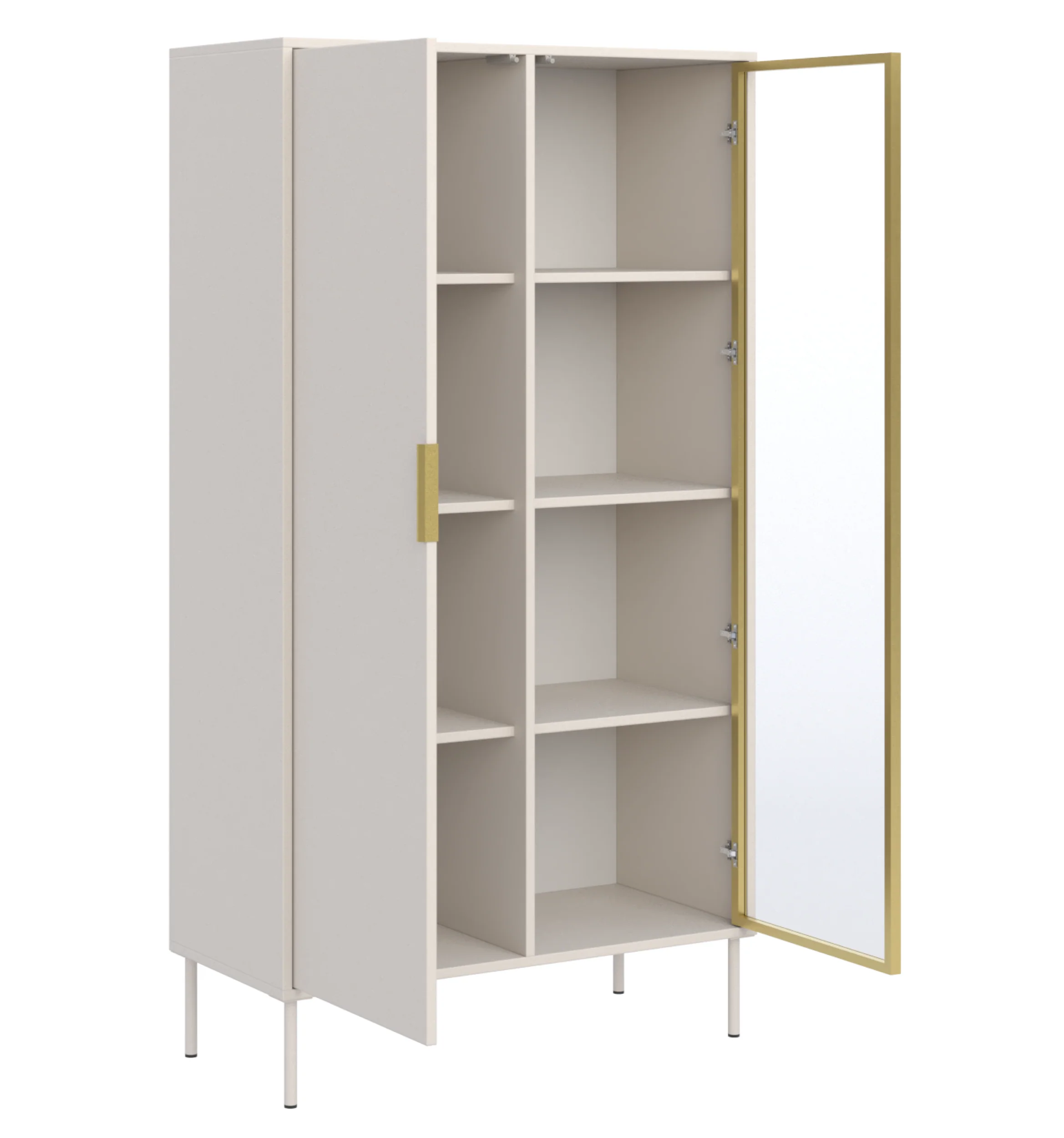 Witryna dwudrzwiowa Vena ze szklanym frontem 90 cm kaszmir - Image 3