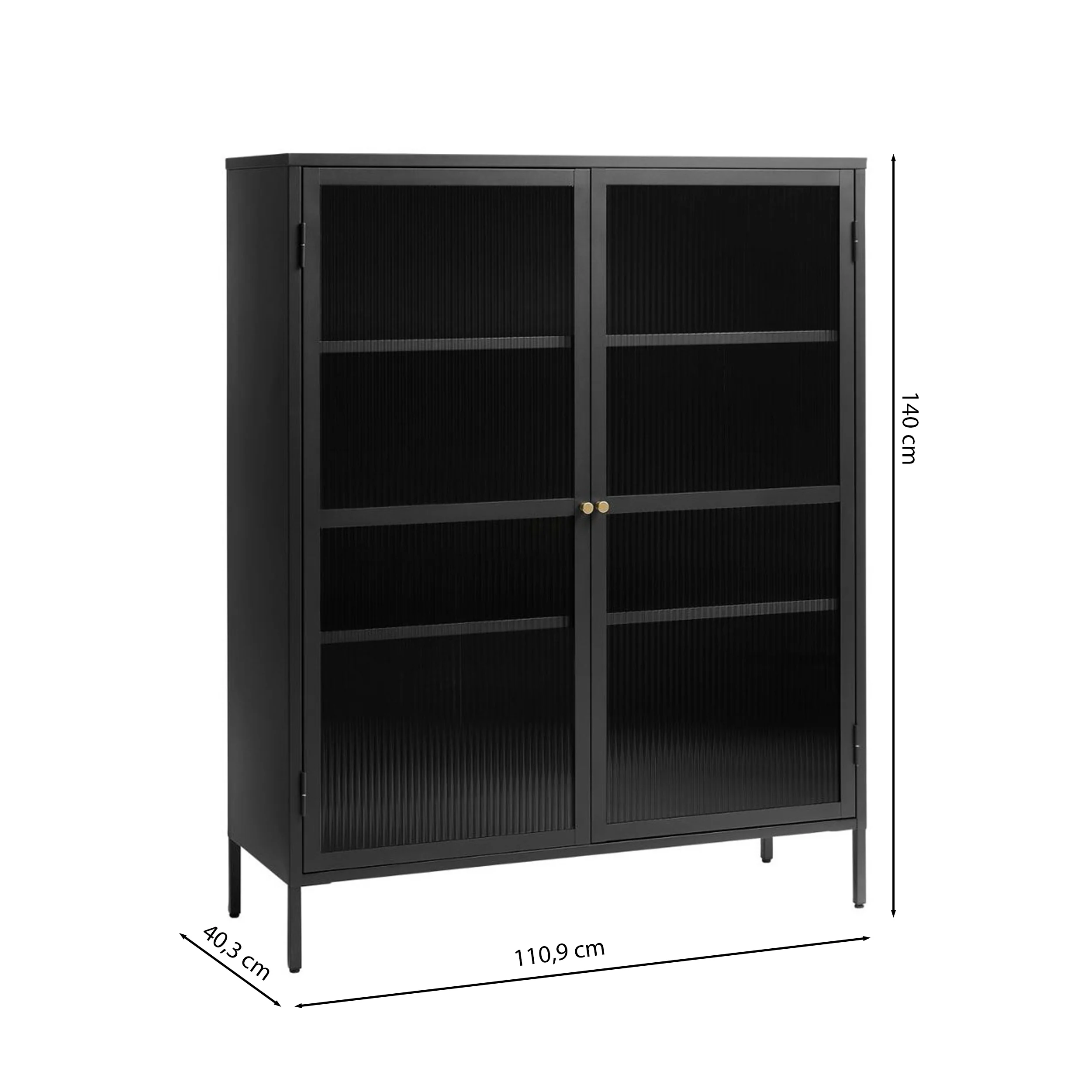 Witryna metalowa Avensunly 140 cm z przeszkleniem czarna - Image 7