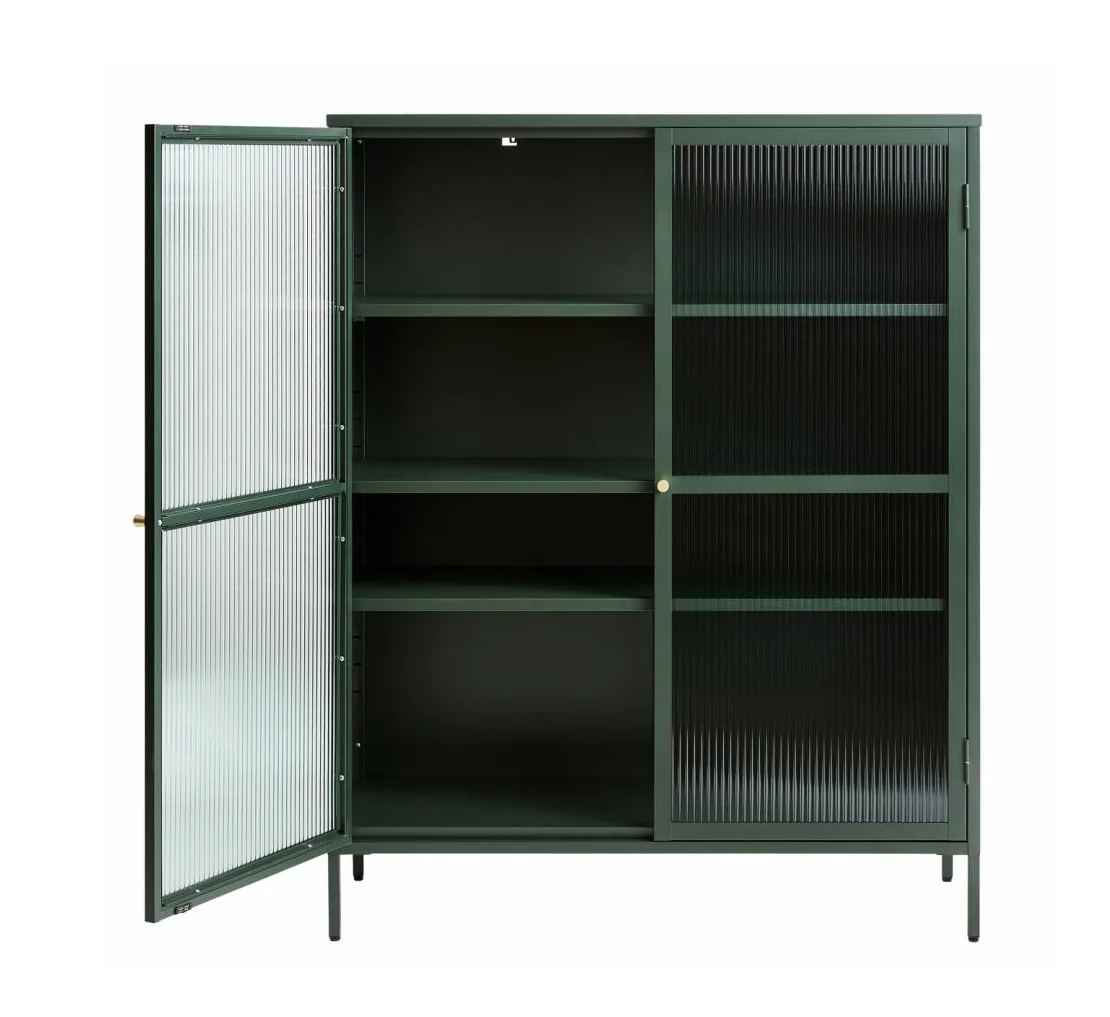 Witryna metalowa Avensunly 140 cm z przeszkleniem zielona - Image 4