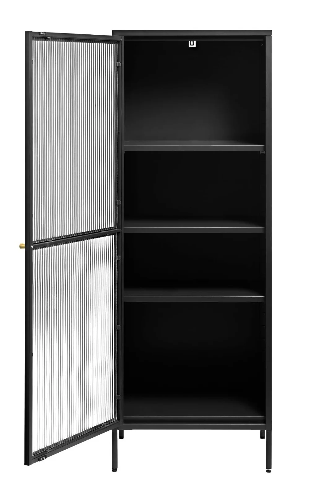 Witryna metalowa jednodrzwiowa Avensunly 160 cm z przeszkleniem czarna - Image 3