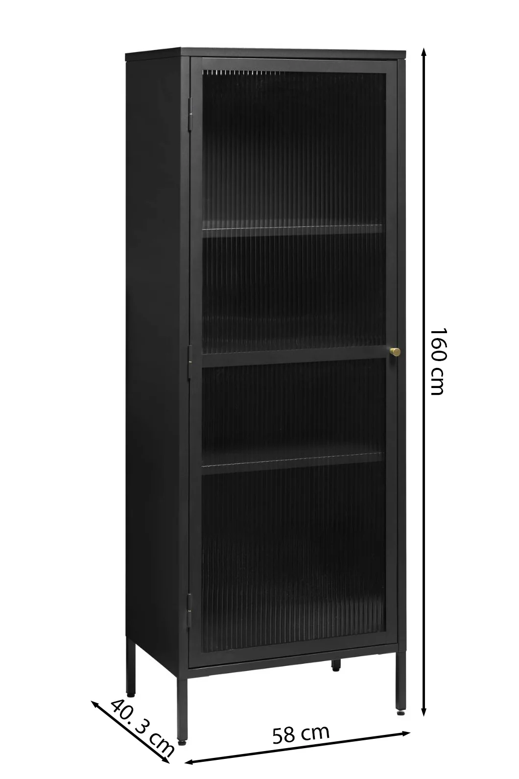 Witryna metalowa jednodrzwiowa Avensunly 160 cm z przeszkleniem czarna - Image 5