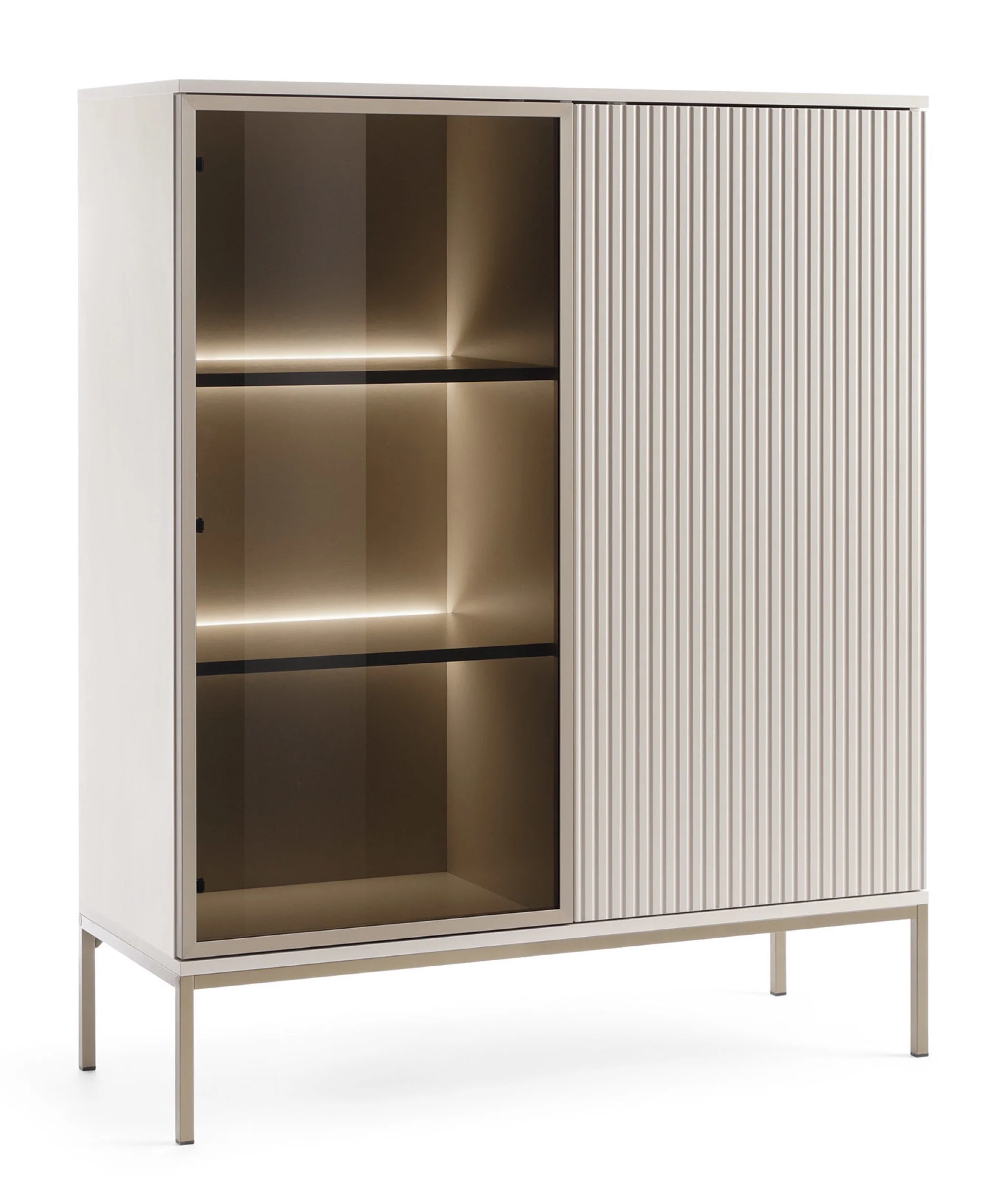 Witryna Tosena dwudrzwiowa z oświetleniem LED 104 cm Kaszmir