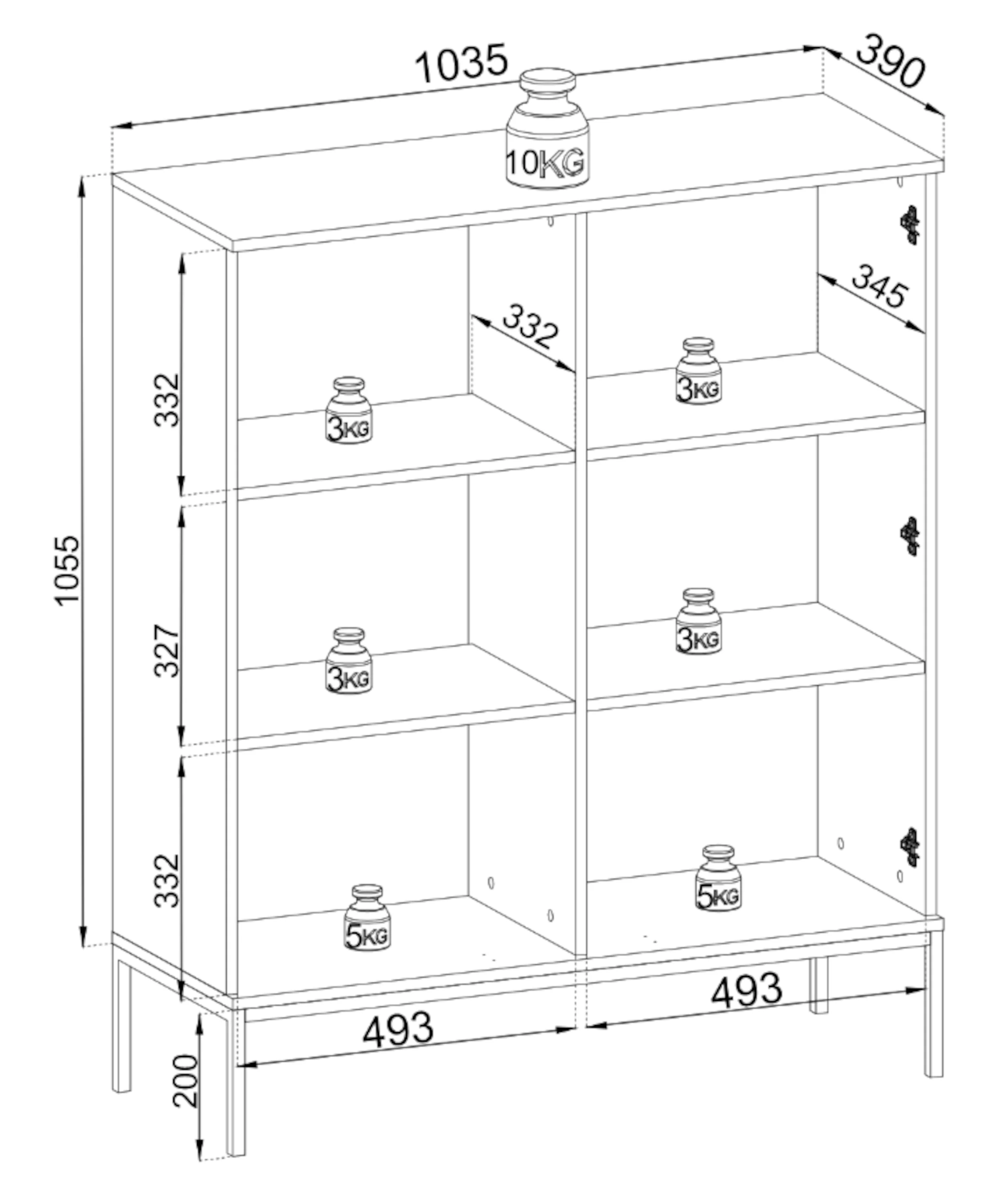 Witryna Tosena dwudrzwiowa z oświetleniem LED 104 cm Kaszmir - Image 5
