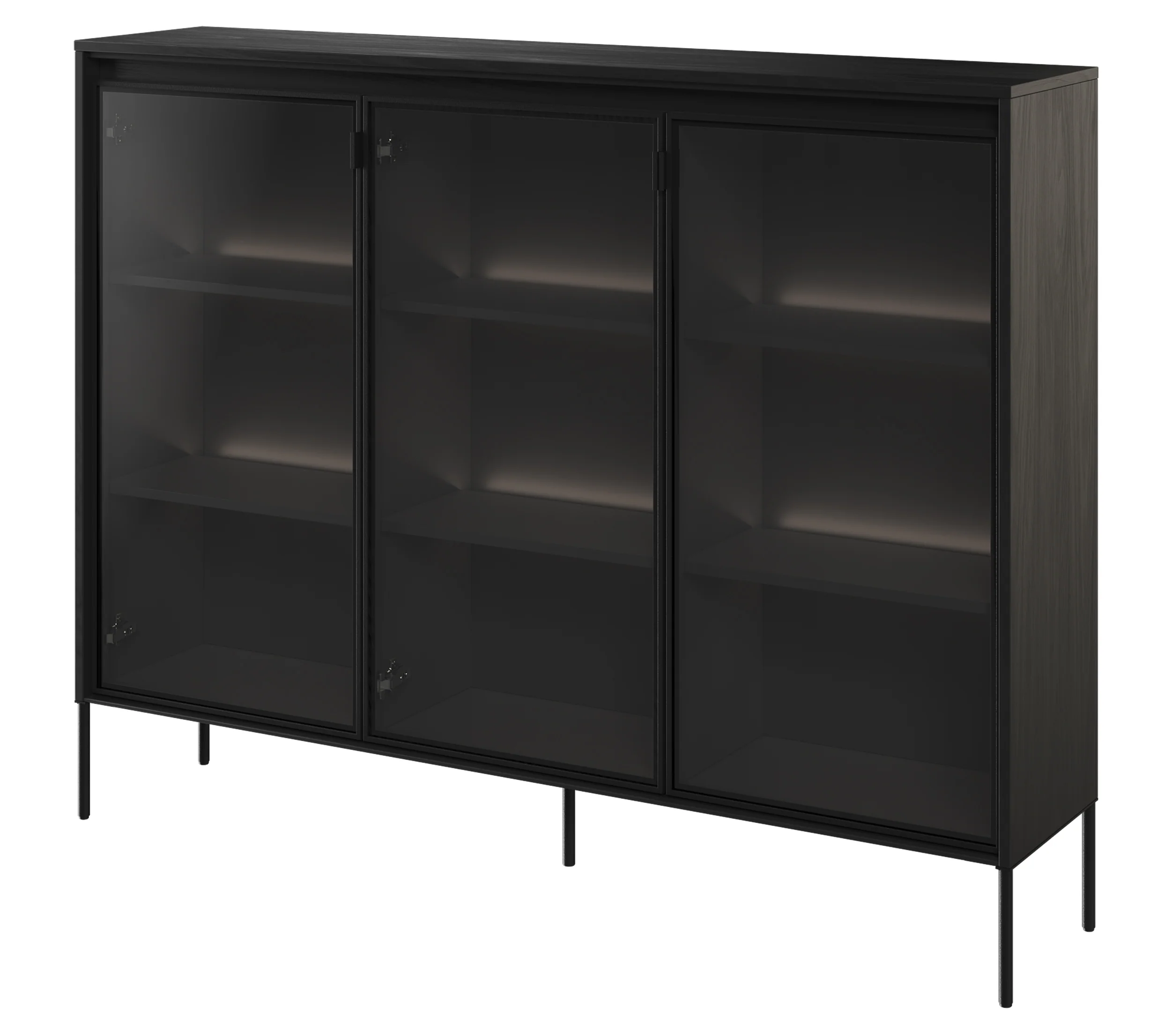 Witryna trzydrzwiowa Trend 150 cm z LED Czarna