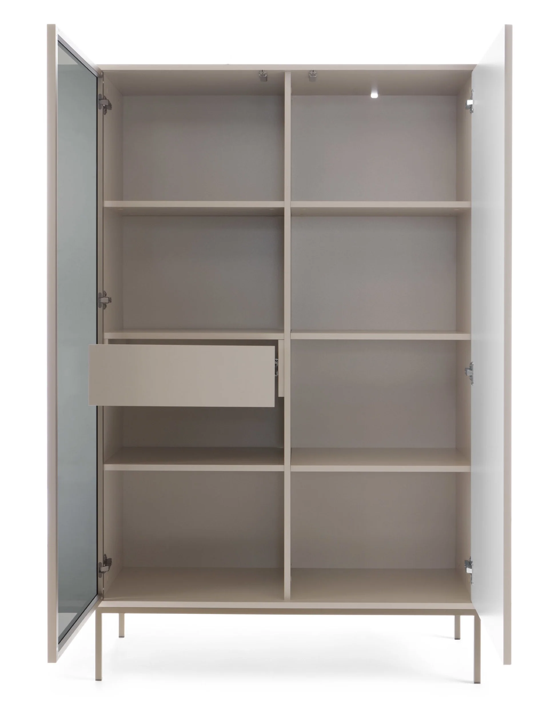Witryna wysoka Tosena dwudrzwiowa z szufladą i oświetleniem LED 104 cm Kaszmir - Image 6