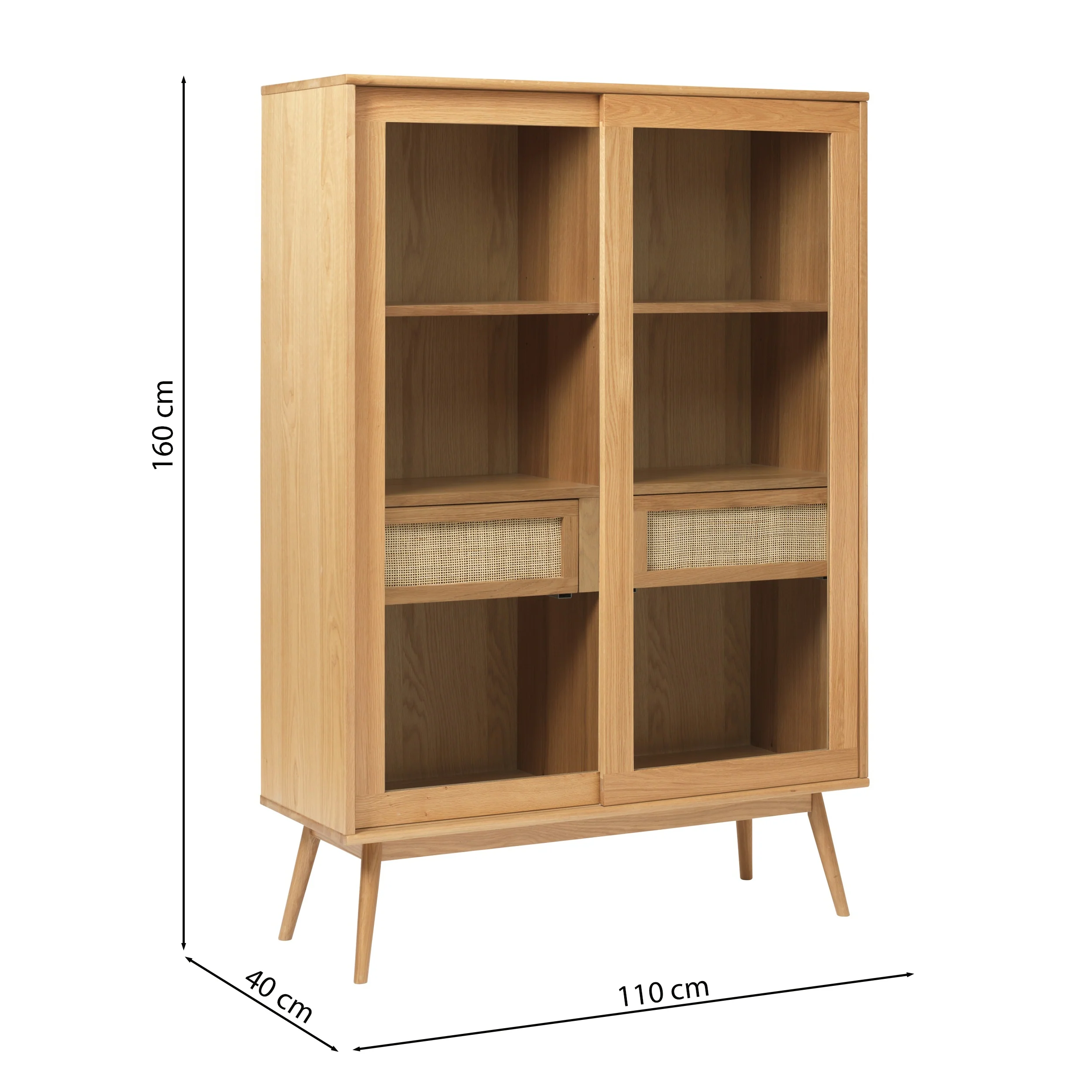 Witryna z przeszkleniem Visimmy 160 cm dąb/plecionka - Image 10