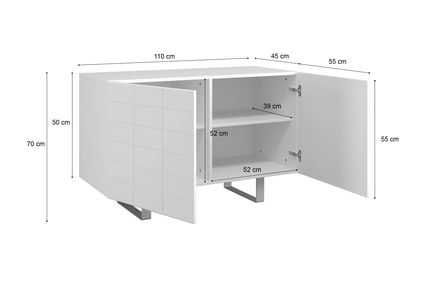 Włoska komoda dwudrzwiowa Antoinettie 110 cm z przetworzonych butelek PET Biały/Szary - Image 5