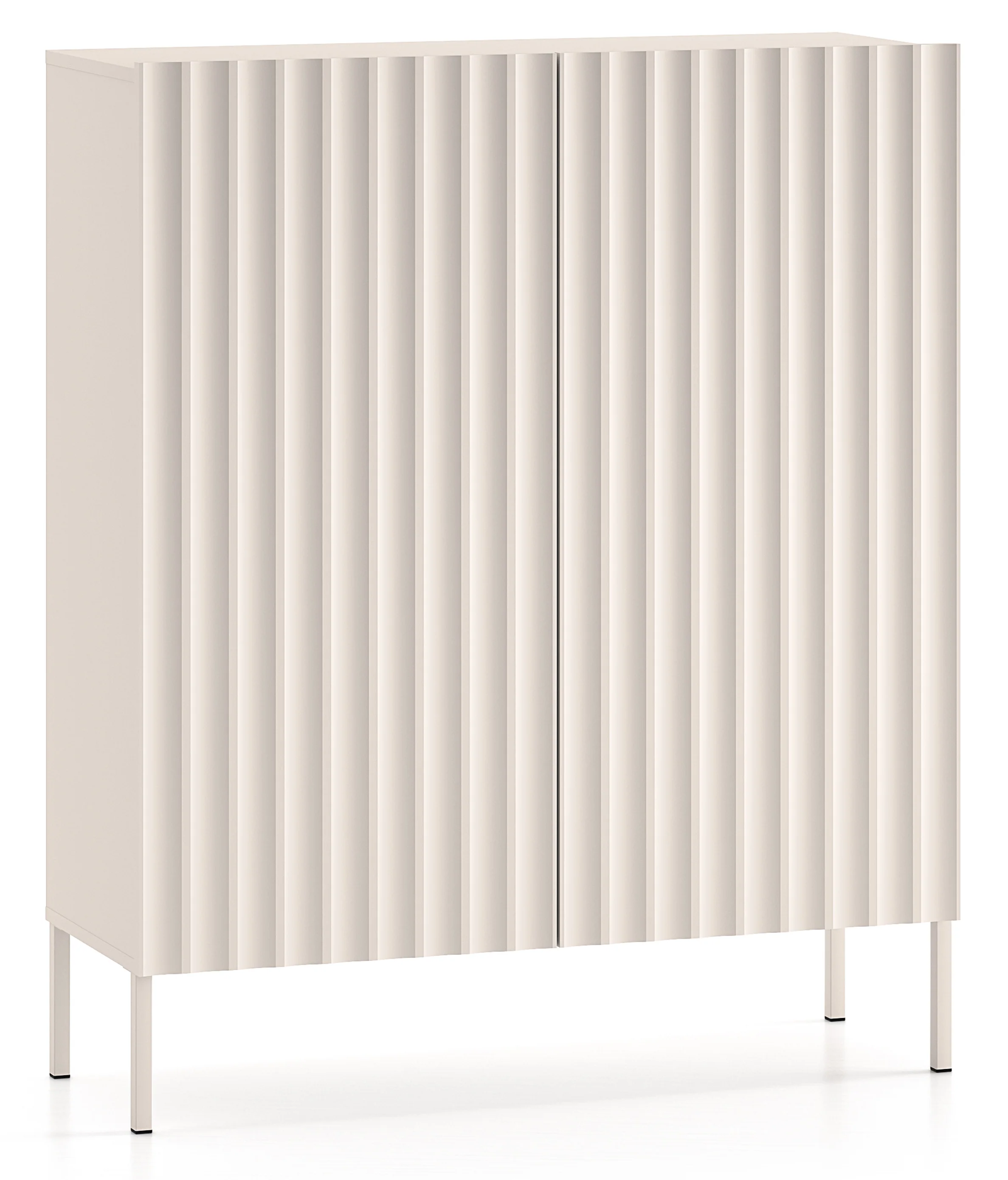 Wysoka komoda dwudrzwiowa Derriva z ryflowanymi frontami 100 cm kaszmir - Image 7