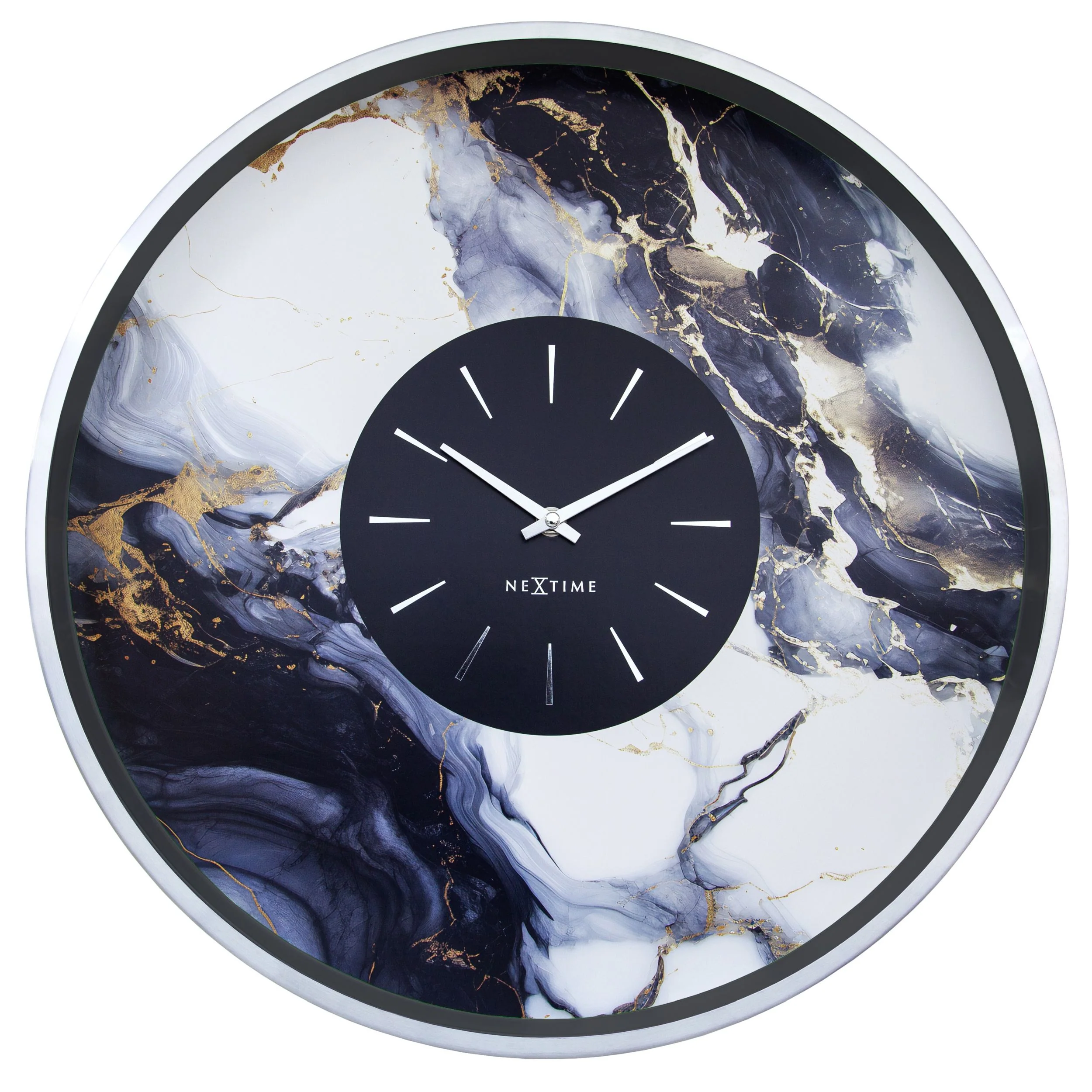 Zegar ścienny Marble 48 cm niebiesko-srebrny