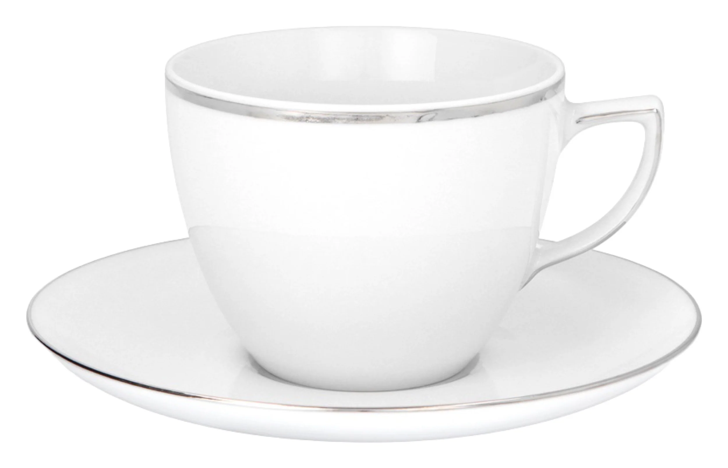 Zestaw 6 filiżanek porcelanowych City biało-srebrne