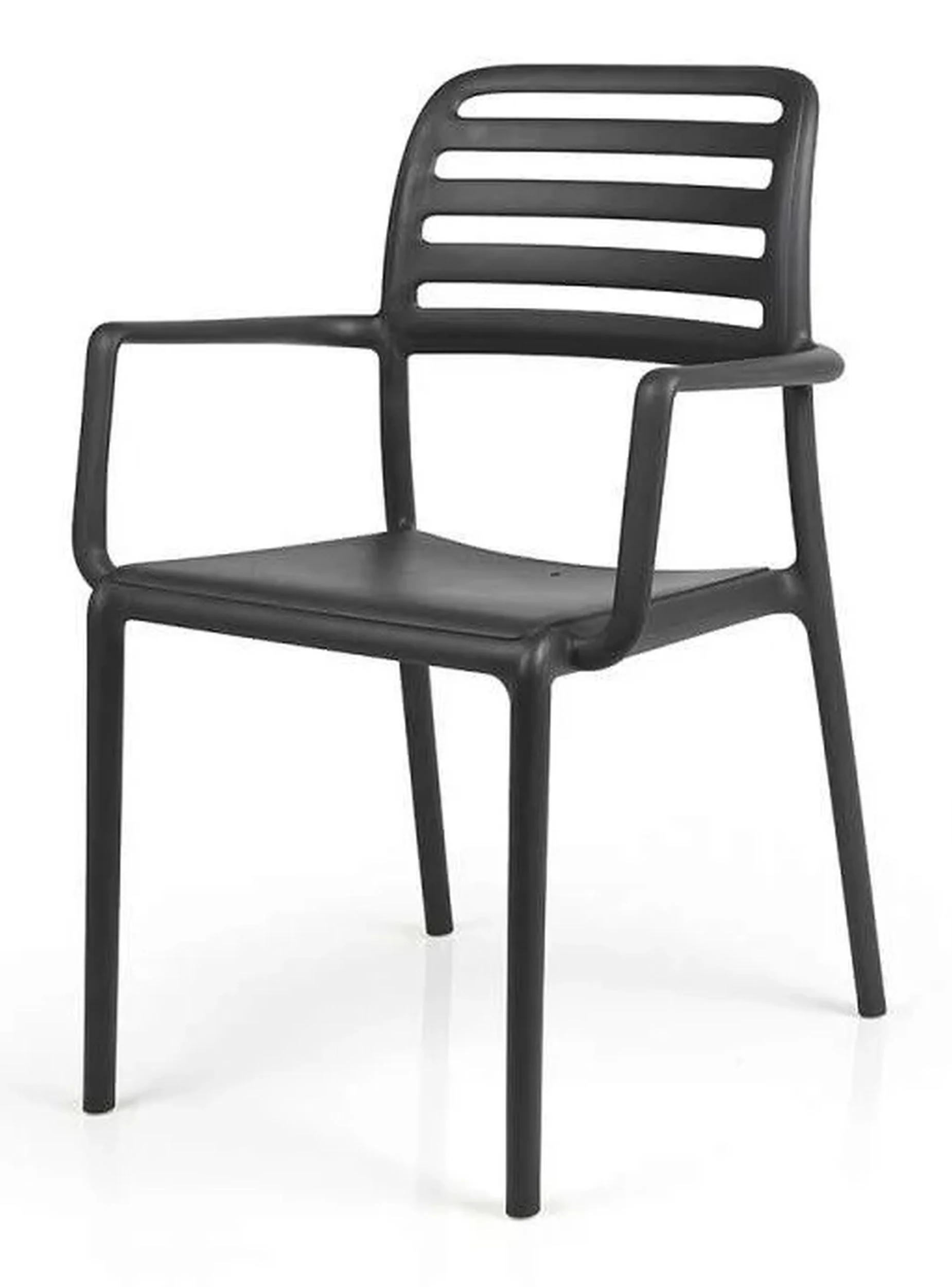 Zestaw balkonowy okrągły stół Spritz 60 cm i 2 krzesła z podłokientikami Costa Nardi z certyfikowanego tworzywa antracytowy - Image 4