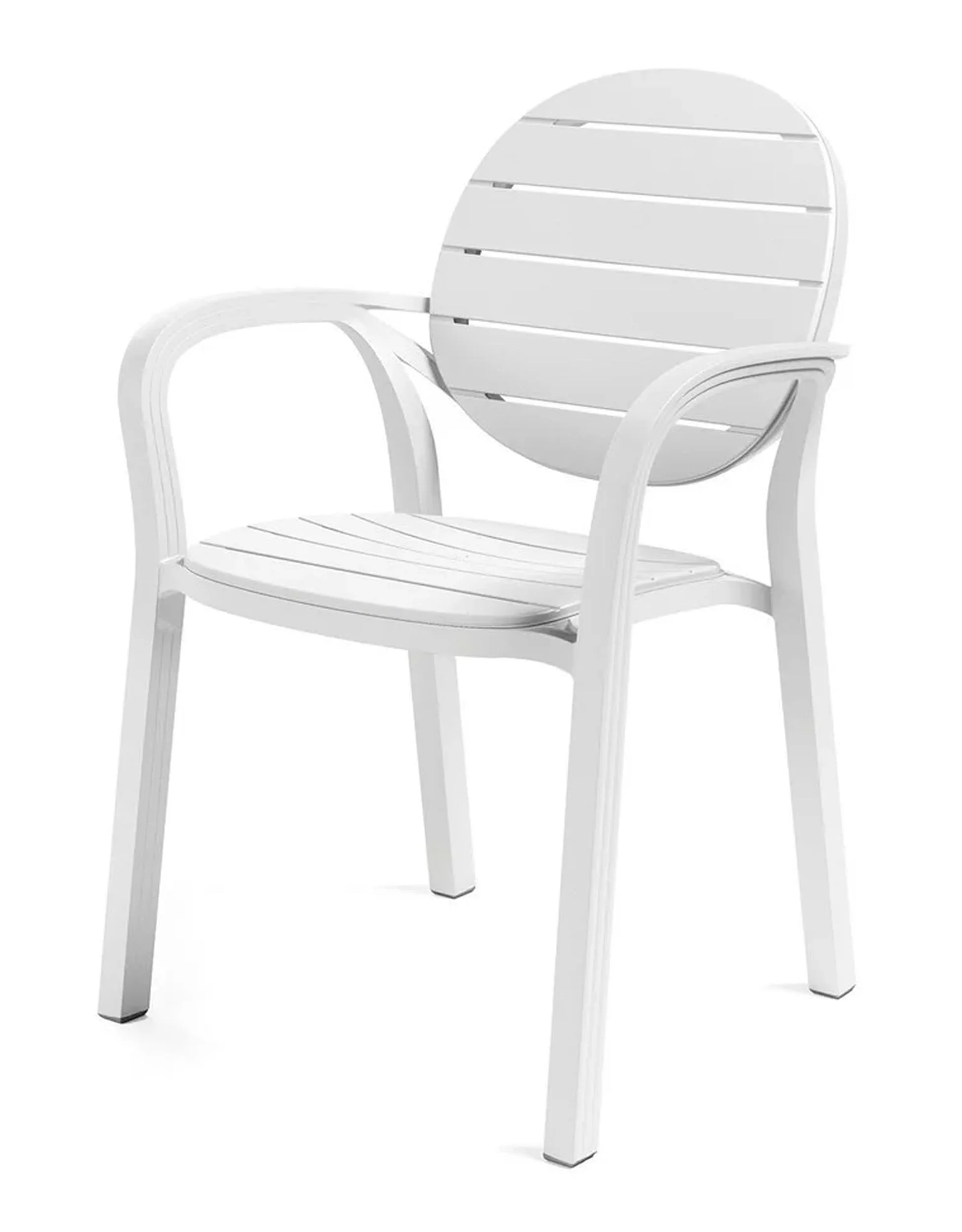 Zestaw balkonowy okrągły stół Spritz 60 cm i 2 krzesła z podłokietnikami Palma Nardi z certyfikowanego tworzywa biały - Image 3