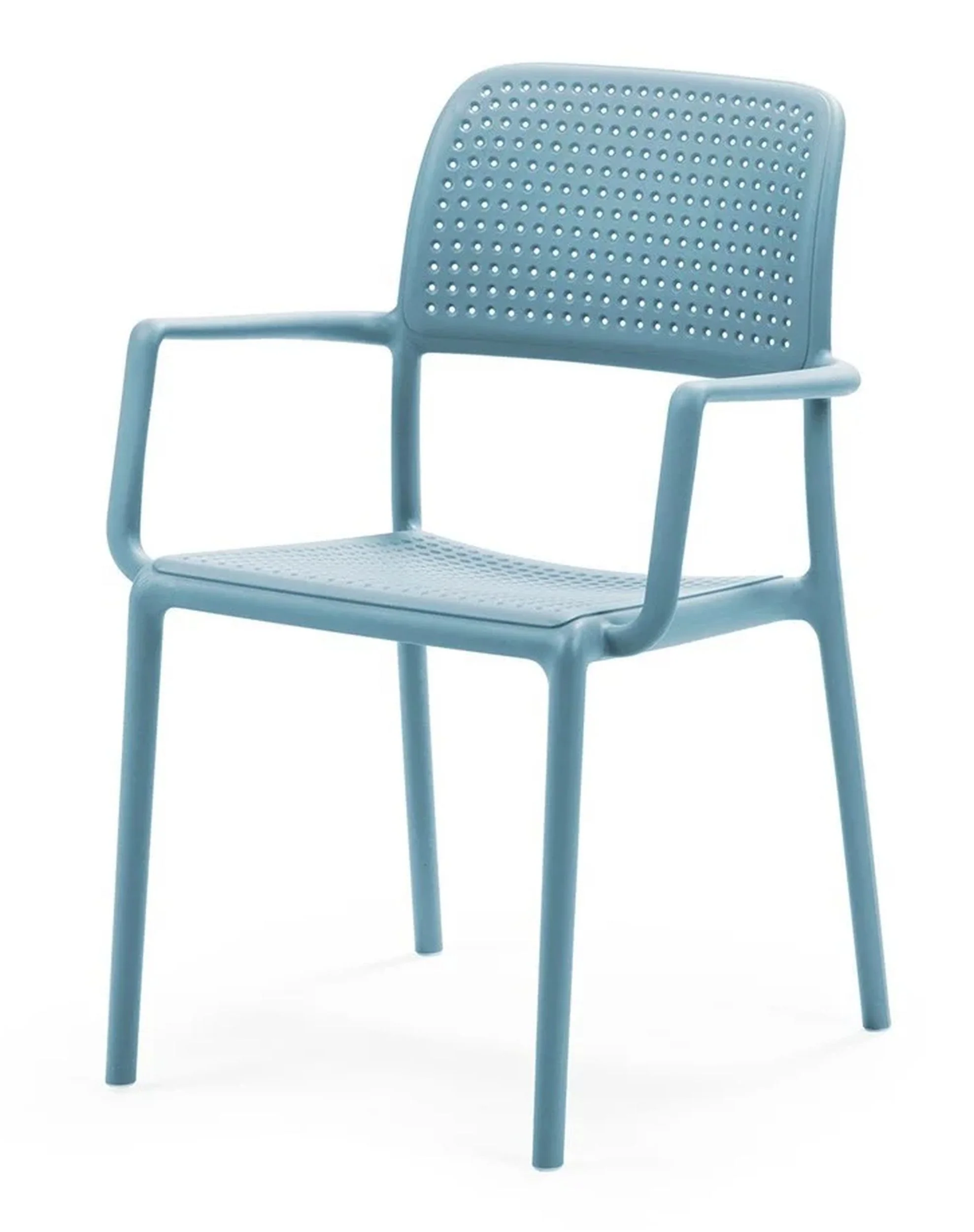 Zestaw balkonowy okrągły stół Step 60 cm i 2 krzesła z podłokietnikami Bora Nardi z certyfikowanego tworzywa jasnoniebieski - Image 2