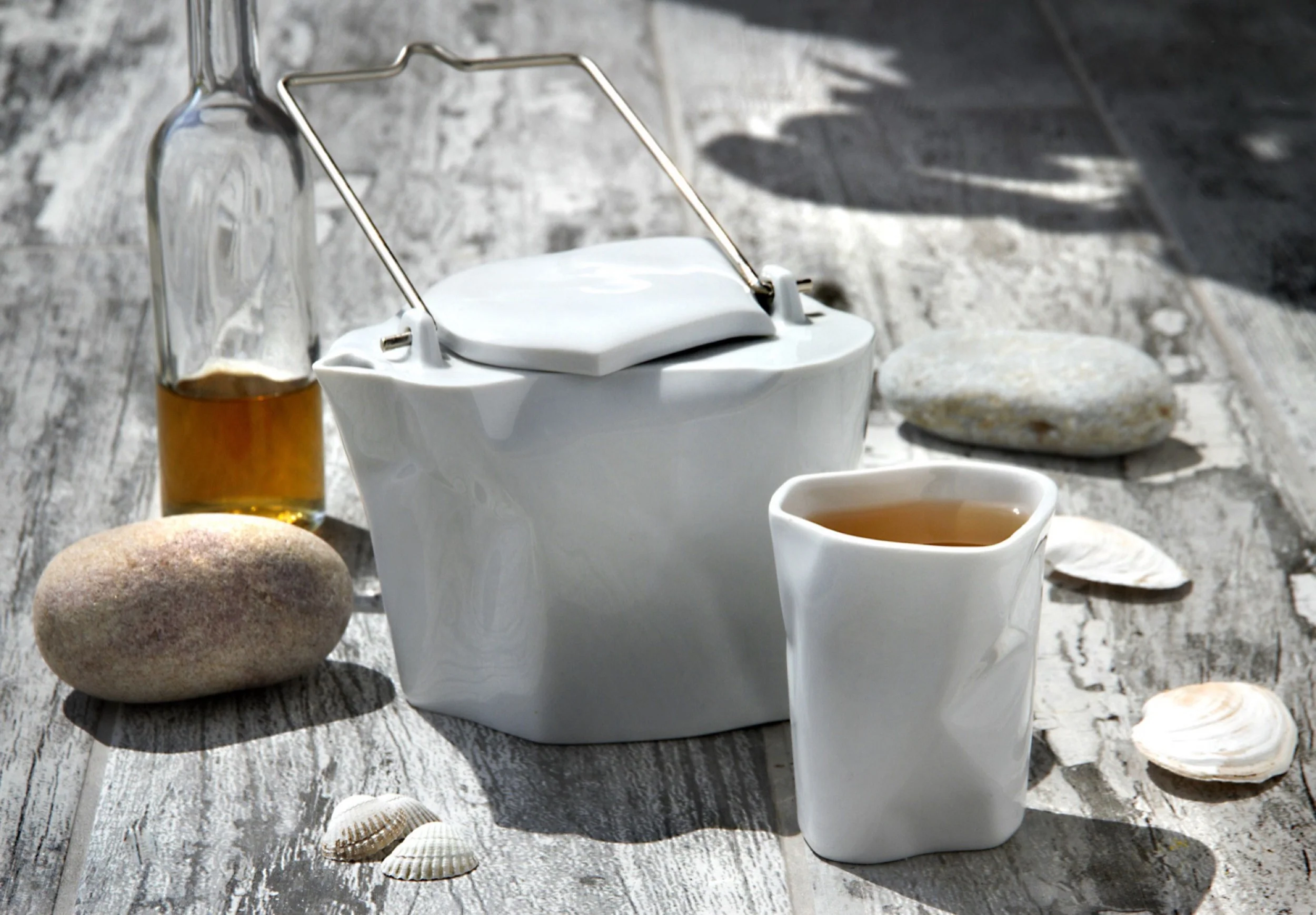 Zestaw do herbaty porcelanowy Pogięty biały - Image 2