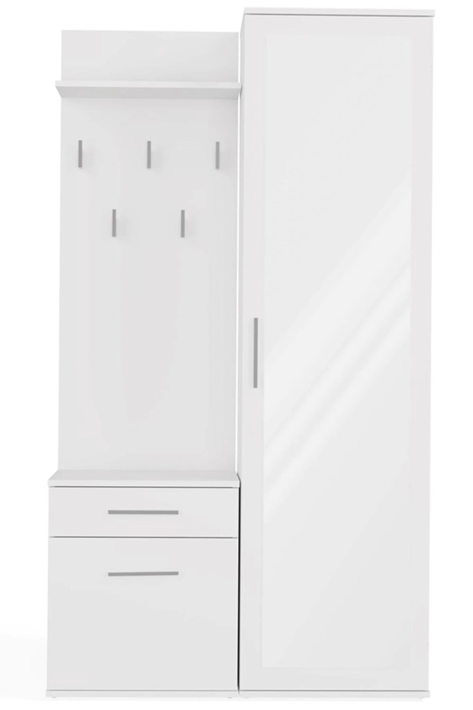 Zestaw do przedpokoju Duvio z szafą i lustrem 100 cm biały - Image 6