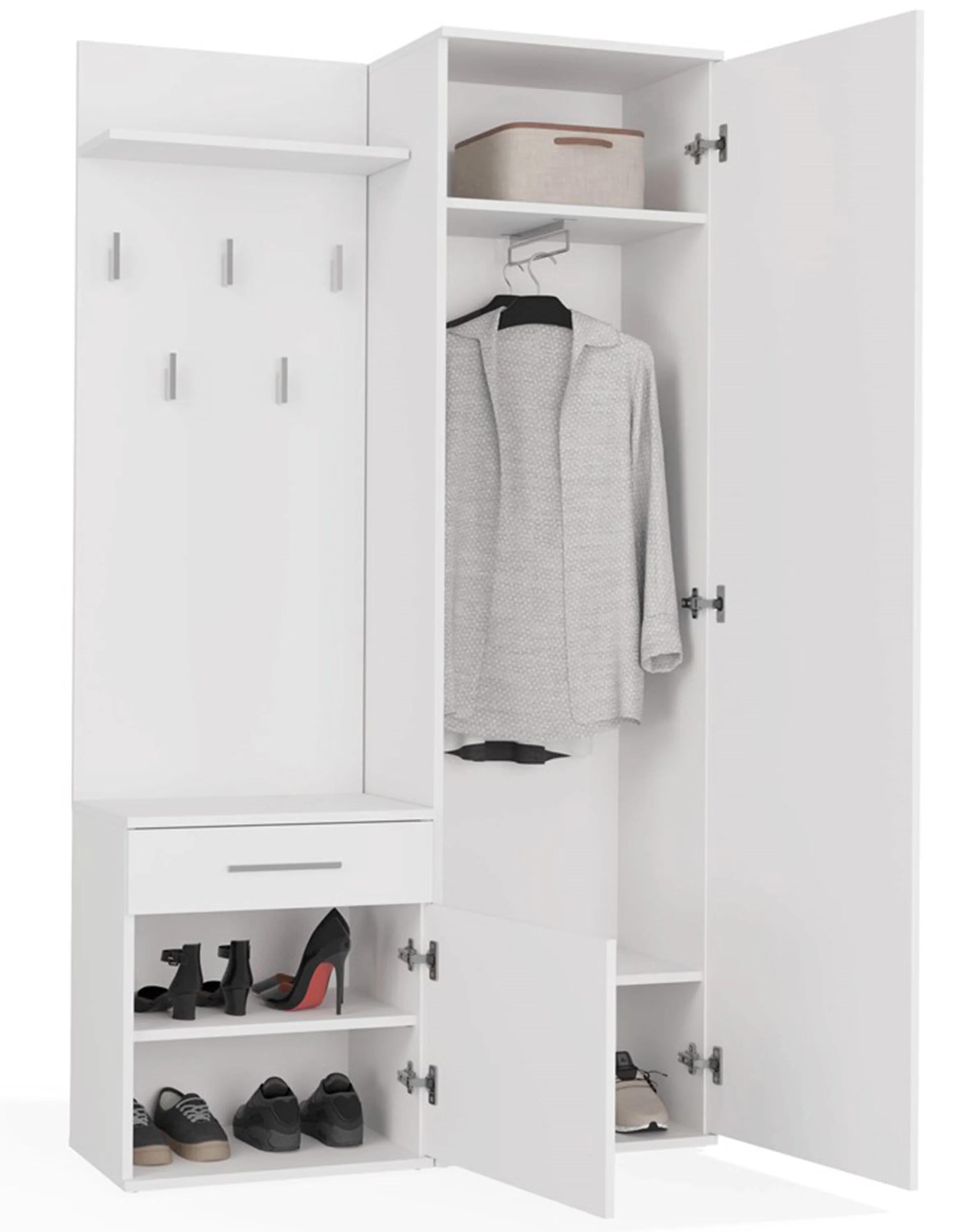 Zestaw do przedpokoju Duvio z szafą i lustrem 100 cm biały - Image 8