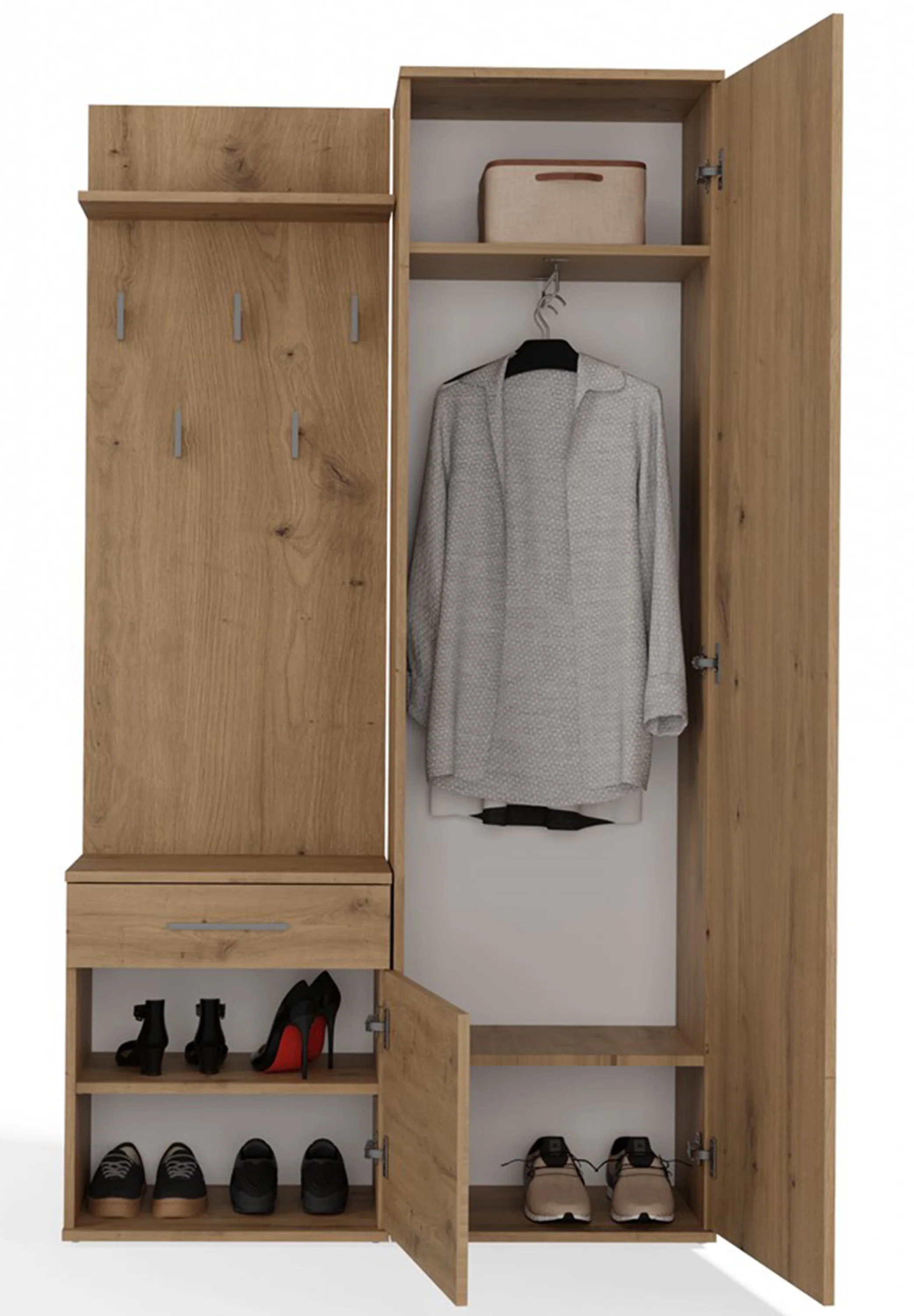 Zestaw do przedpokoju Duvio z szafą i lustrem 100 cm dąb artisan - Image 7