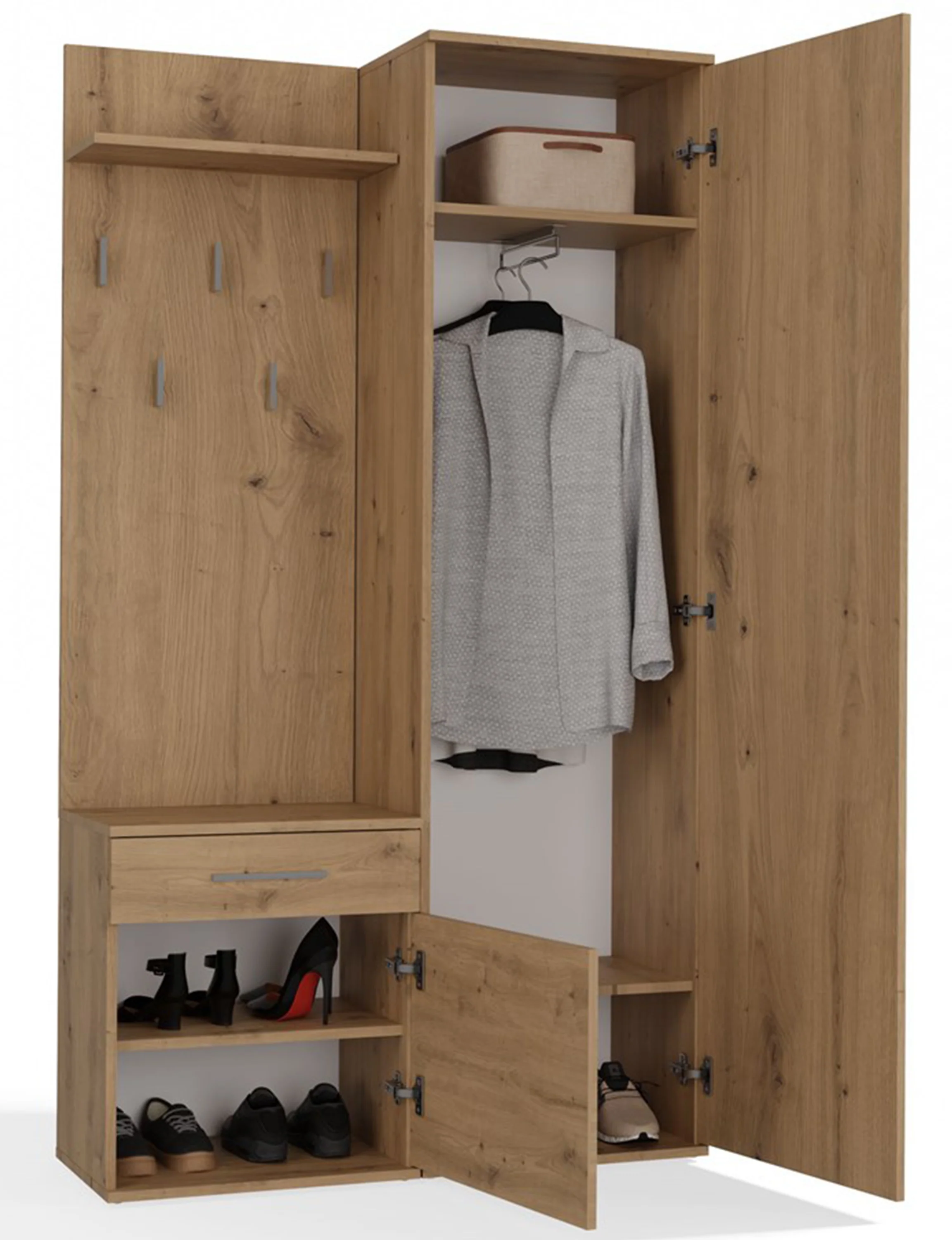 Zestaw do przedpokoju Duvio z szafą i lustrem 100 cm dąb artisan - Image 8