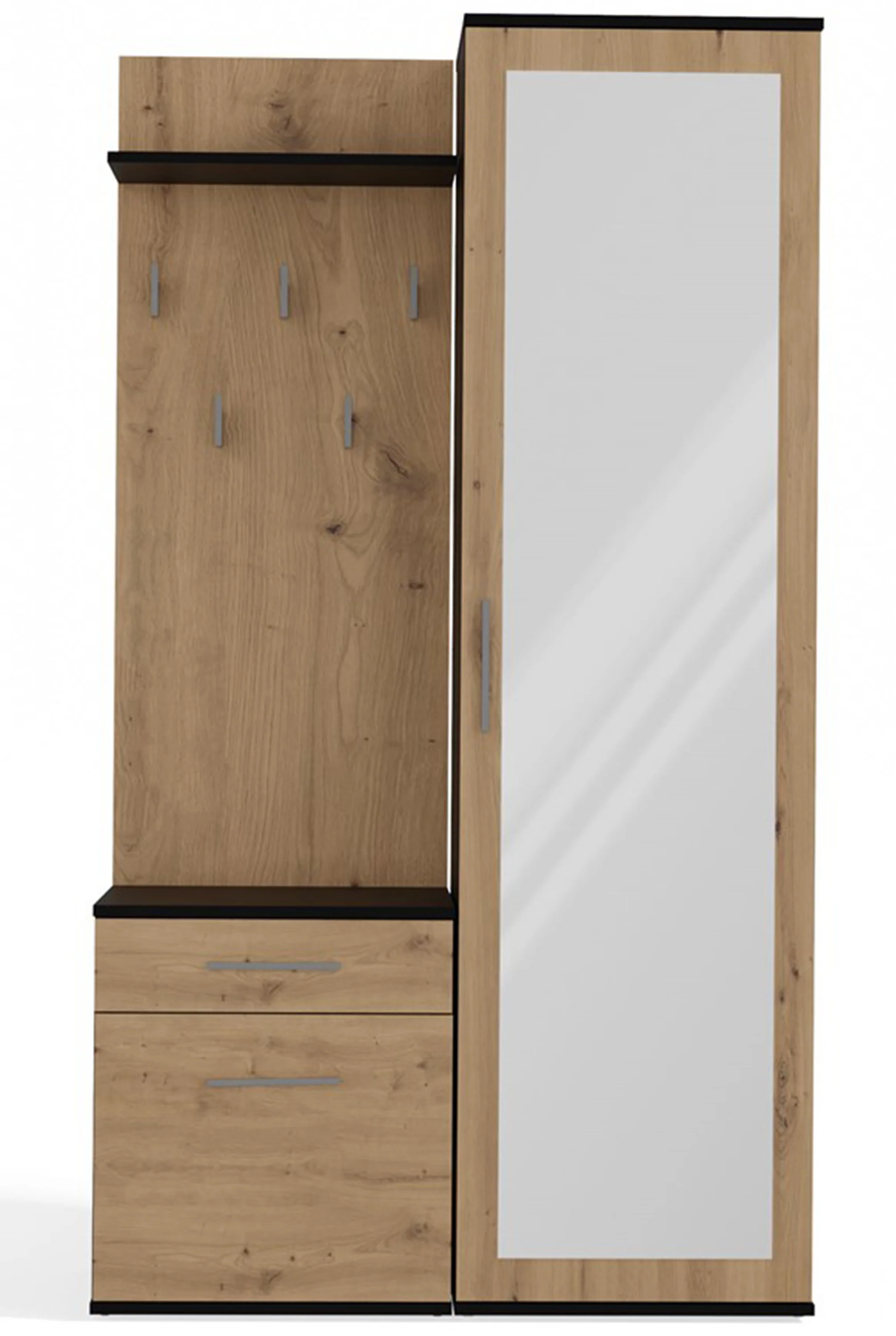 Zestaw do przedpokoju Duvio z szafą i lustrem 100 cm dąb artisan / antracyt - Image 6