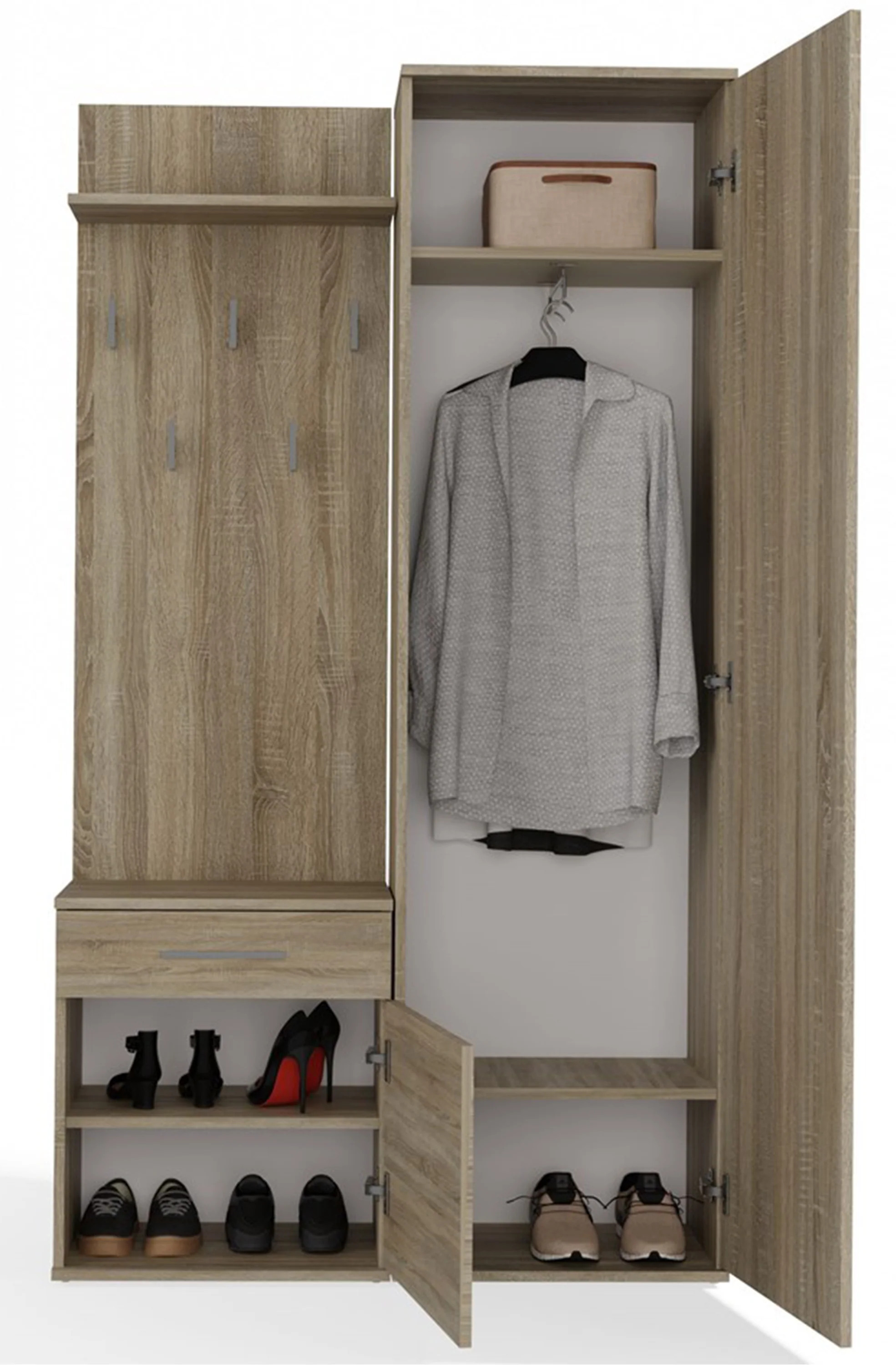 Zestaw do przedpokoju Duvio z szafą i lustrem 100 cm dąb sonoma - Image 6