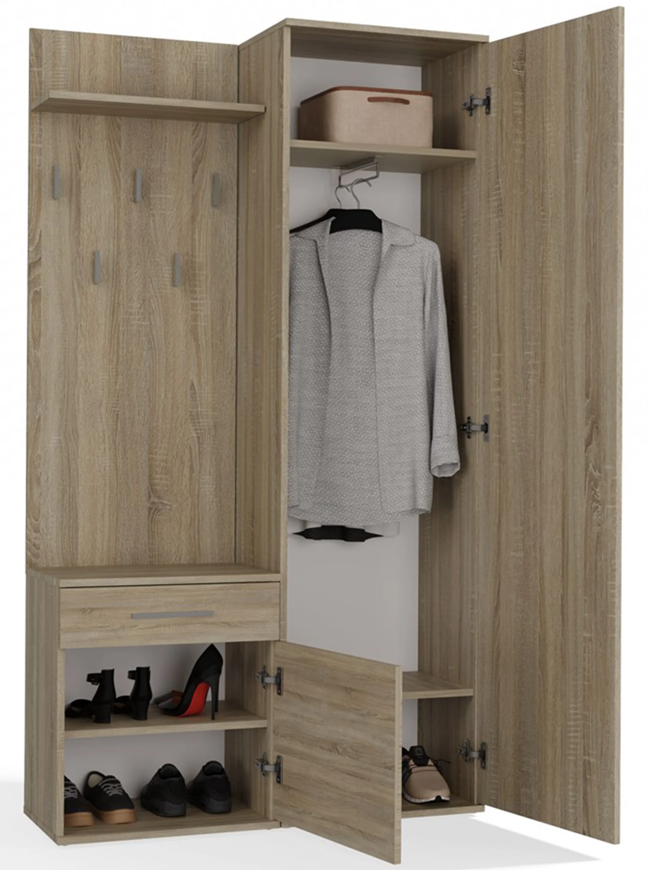 Zestaw do przedpokoju Duvio z szafą i lustrem 100 cm dąb sonoma - Image 7