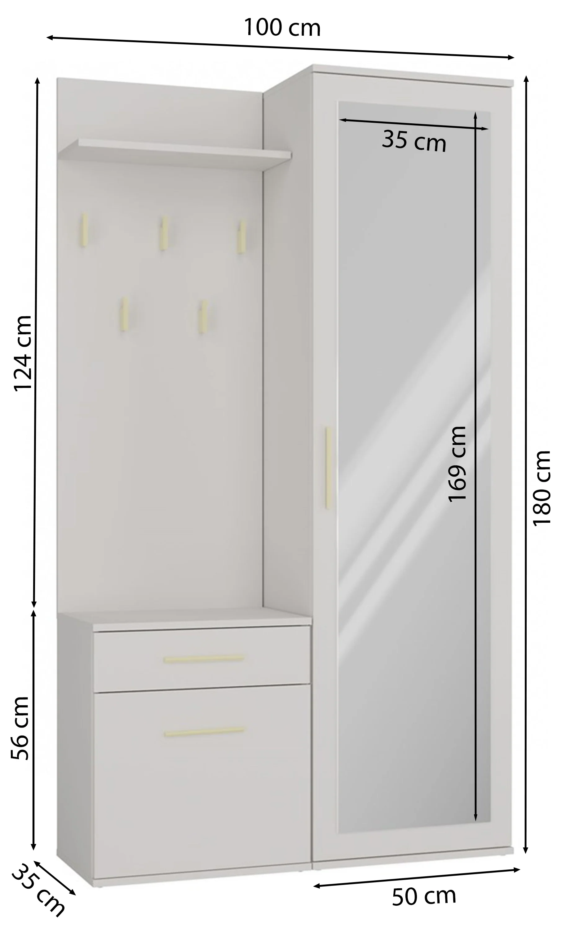 Zestaw do przedpokoju Duvio z szafą i lustrem 100 cm kaszmir - Image 11