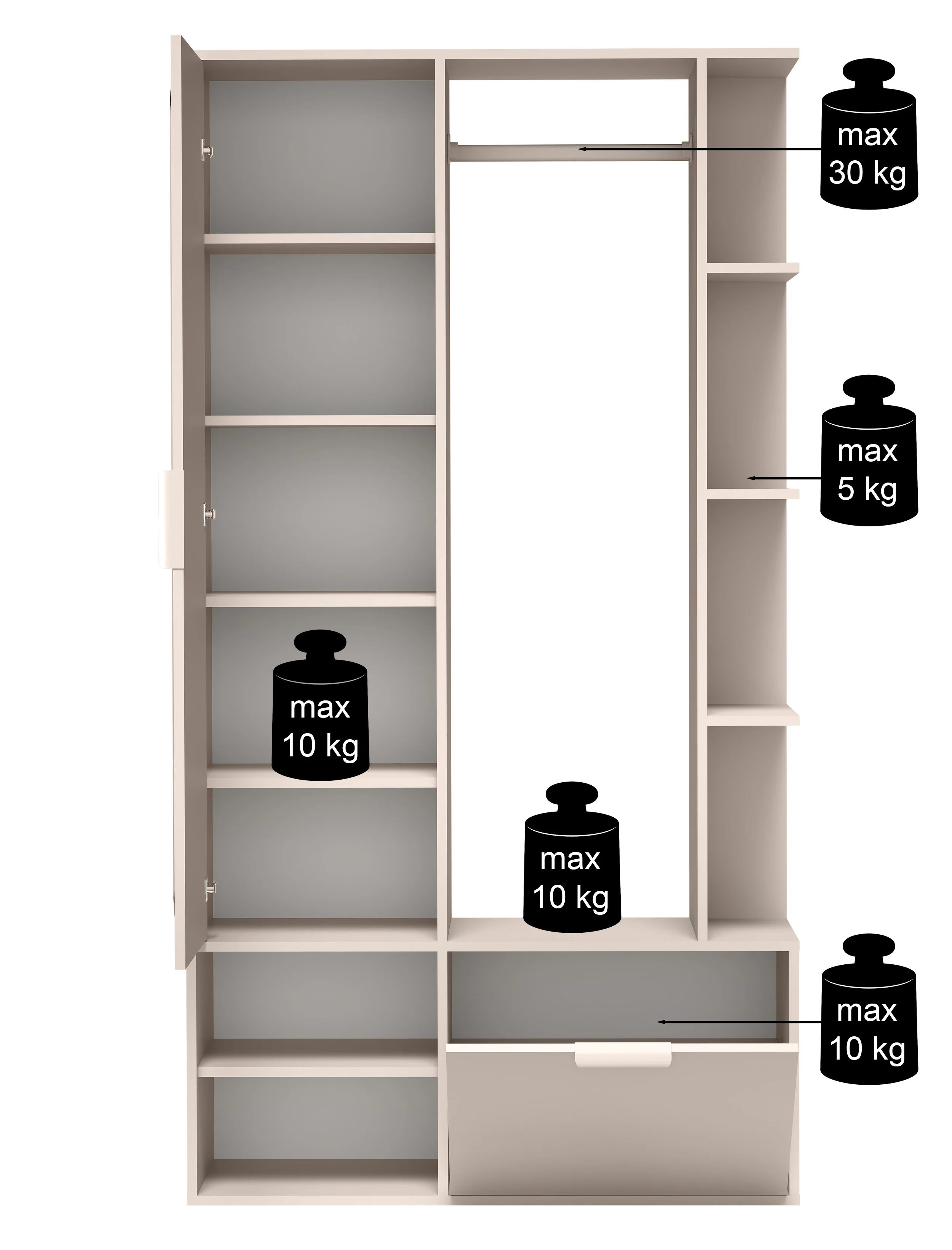 Zestaw do przedpokoju Nala z lustrem i drążkiem 100 cm dąb bookmatch - Image 10