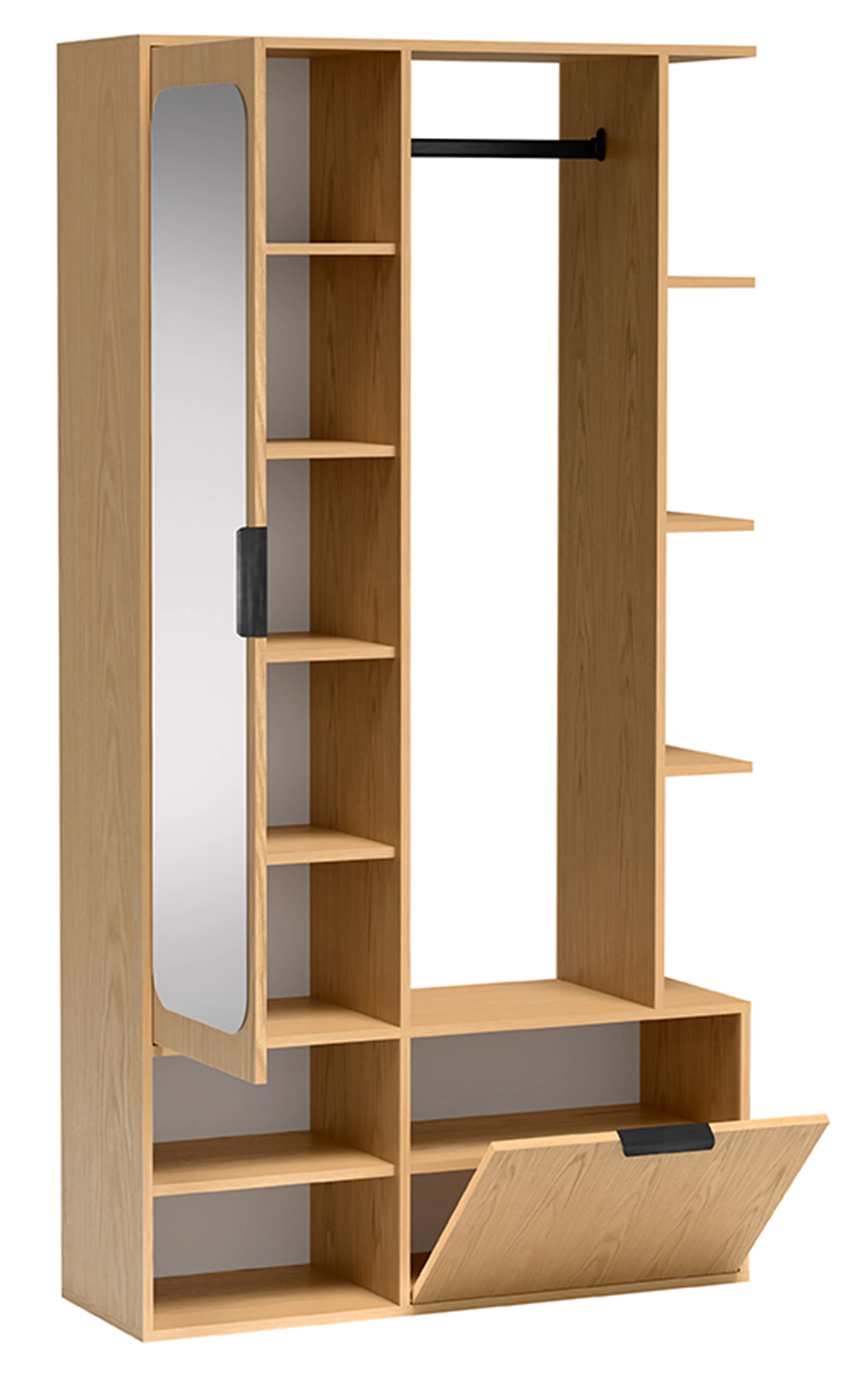 Zestaw do przedpokoju Nala z lustrem i drążkiem 100 cm dąb bookmatch - Image 3