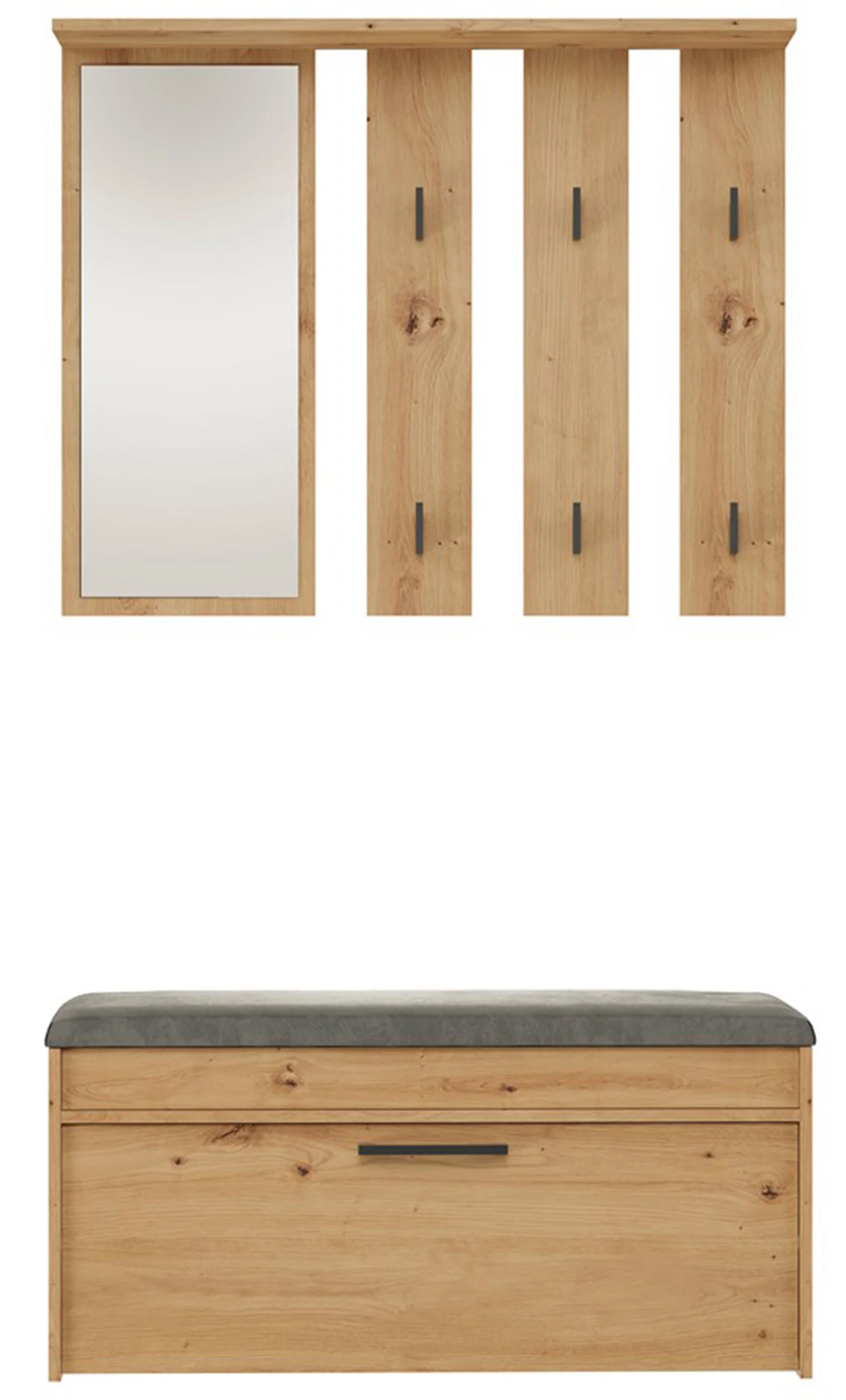 Zestaw do przedpokoju Parmani z siedziskiem i lustrem 100 cm dąb artisan - Image 3