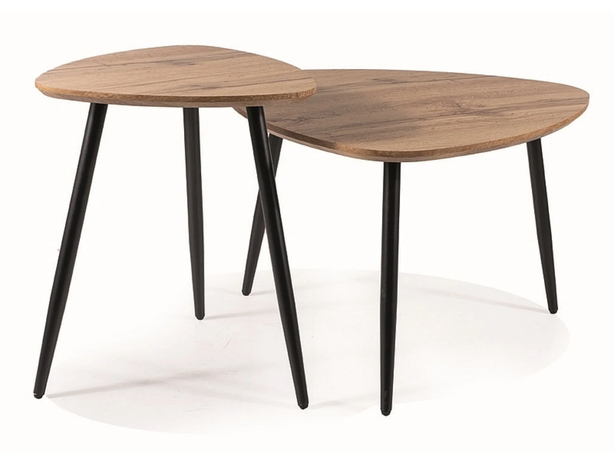 Zestaw dwóch stolików kawowych Twin 60 cm i 40 cm dąb artisan/ czarny mat - Image 3
