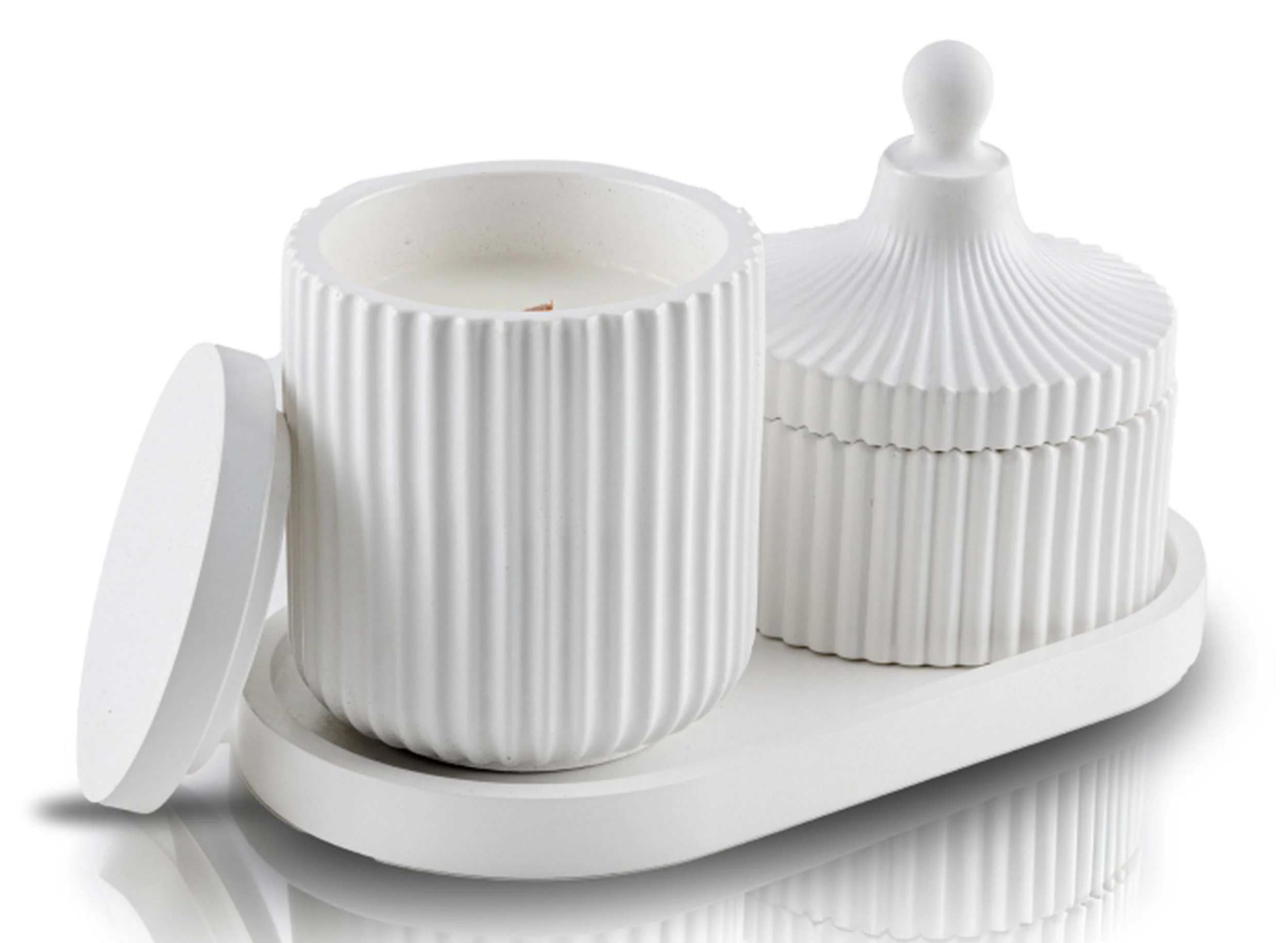 Zestaw 2 świec sojowych Grace+Laura Tobacco & Vanilla biały gips