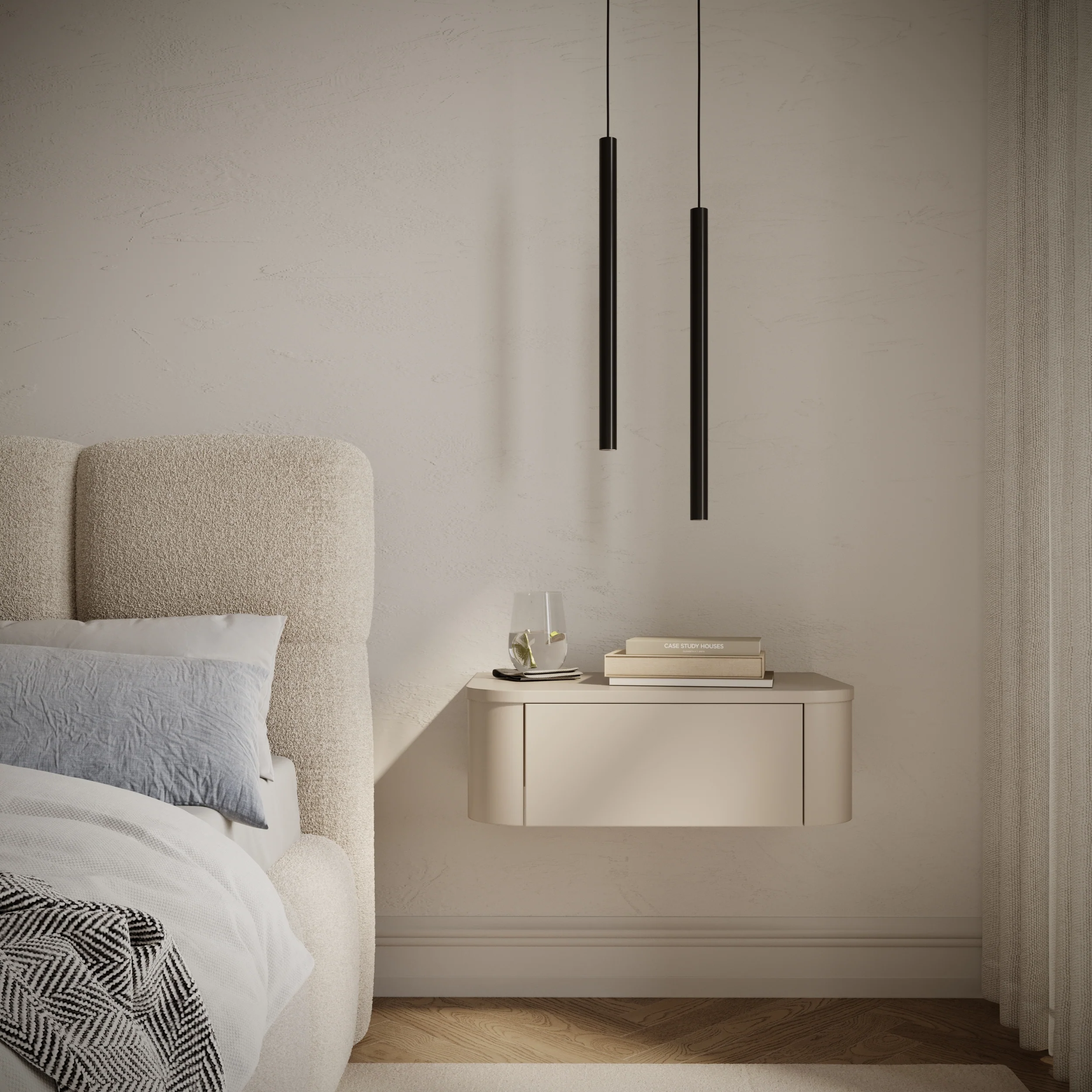 Zestaw dwóch wiszących szafek nocnych Luvio z szufladami 59 cm kaszmir - Image 2