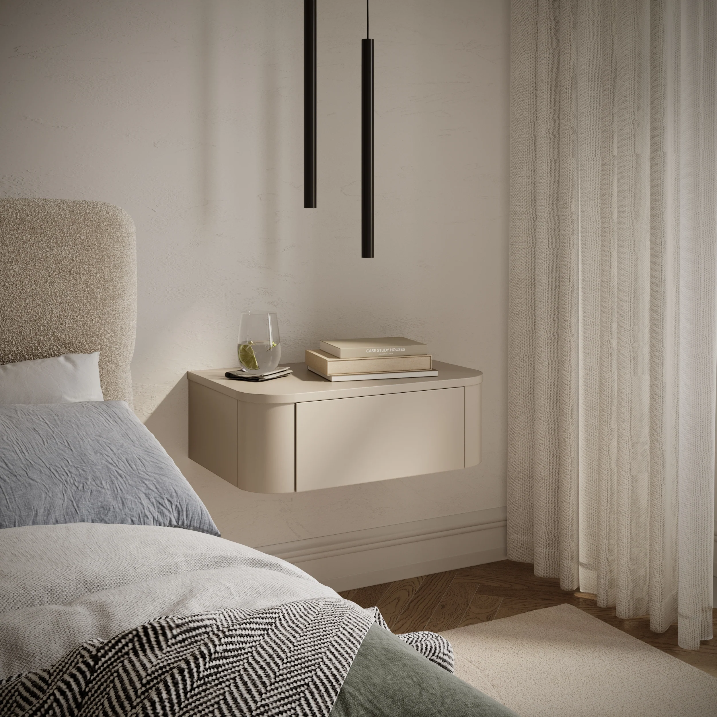 Zestaw dwóch wiszących szafek nocnych Luvio z szufladami 59 cm kaszmir - Image 4