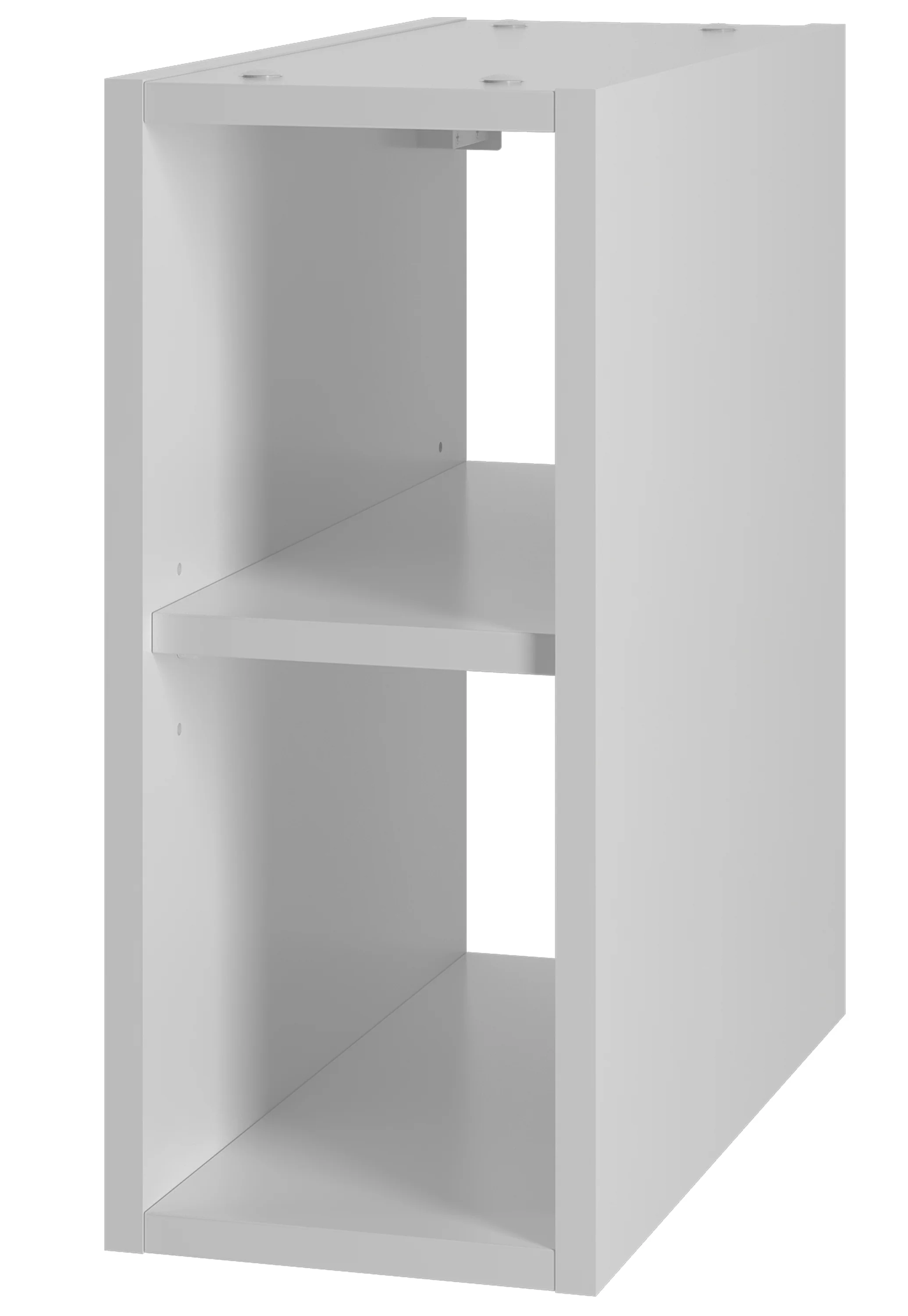 Zestaw łazienkowy z dwiema umywalkami nablatowymi i półkami Aqua 140 cm ryflowane fronty biały mat - Image 6