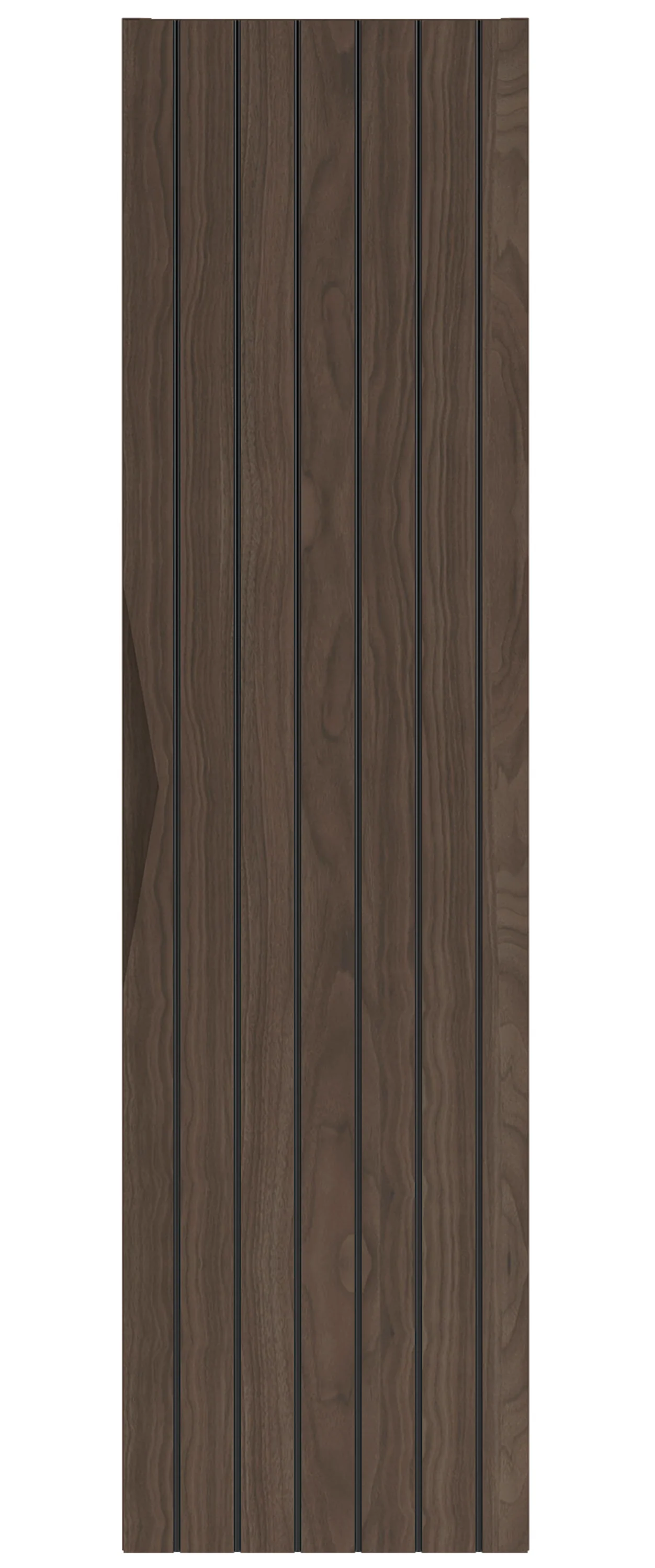 Zestaw łazienkowy z dwiema umywalkami nablatowymi i słupkiem Stella 155 cm ryflowane fronty orzech / czarny mat - Image 5