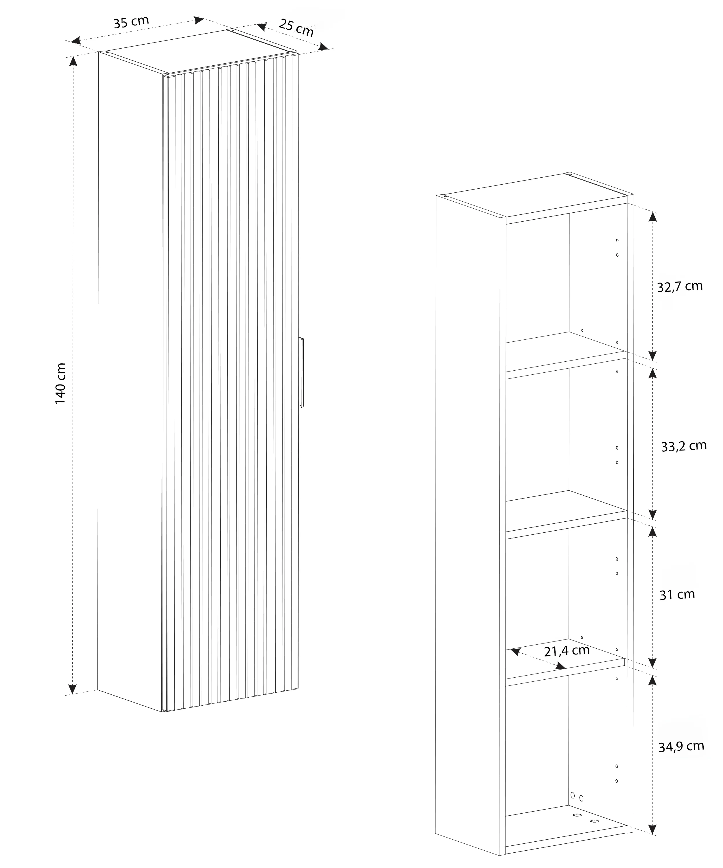 Zestaw mebli łazienkowych Temirni z dwiema szafkami i blatem 95 cm beżowy/dąb wotan - Image 13