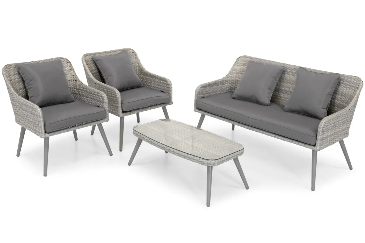 Zestaw ogrodowy Habati 4-osobowy sofa dwa krzesła oraz stolik z technorattanu szary/grafitowy - Image 3