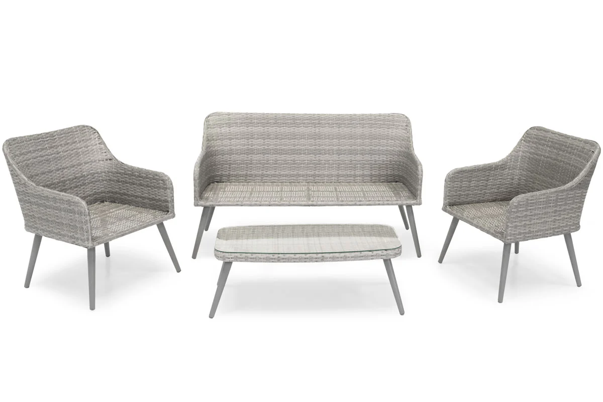 Zestaw ogrodowy Habati 4-osobowy sofa dwa krzesła oraz stolik z technorattanu szary/grafitowy - Image 4