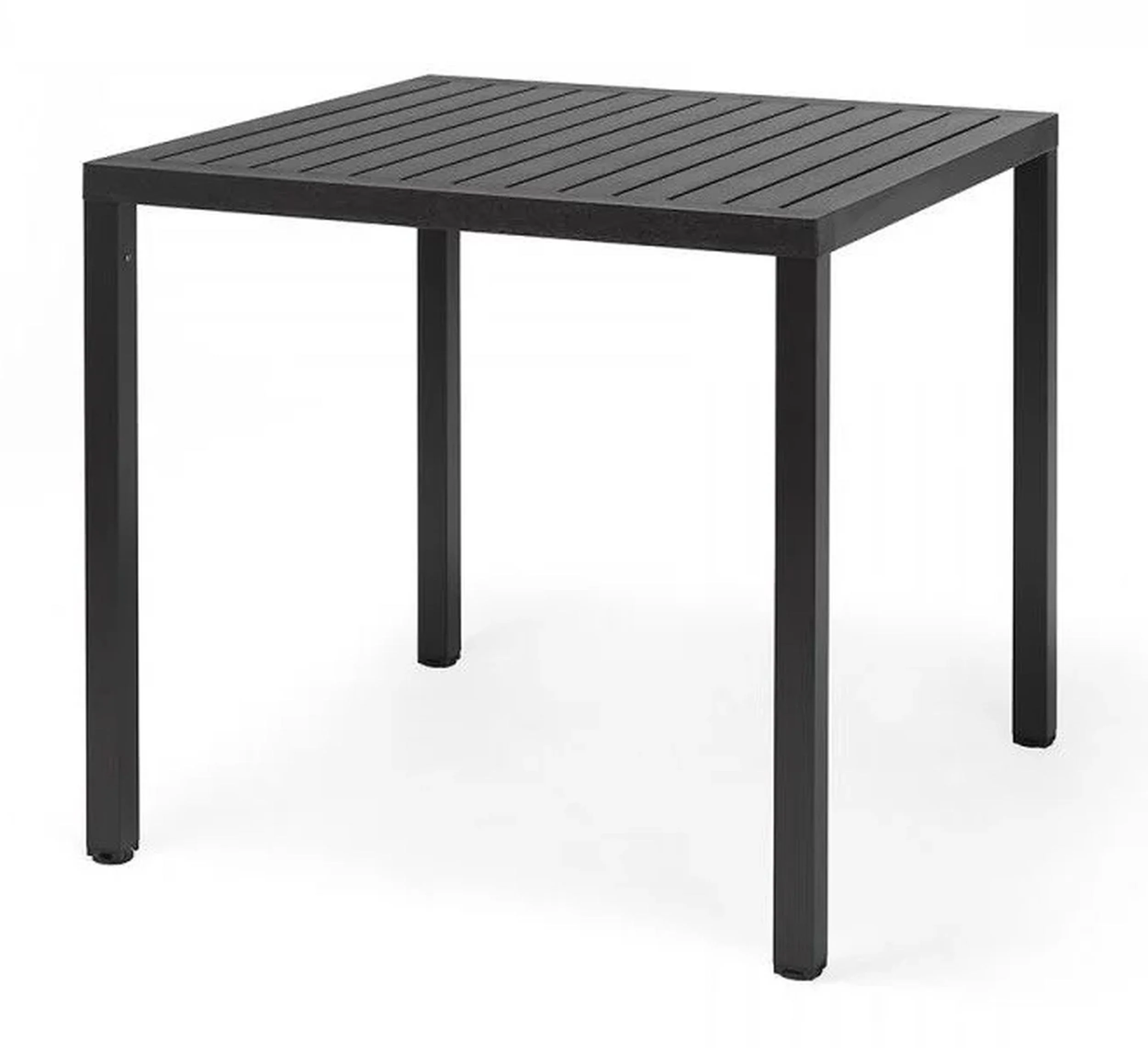 Zestaw ogrodowy stół kwadratowy Cube 80 cm i 4 krzesła z podłokietnikami Net Nardi z certyfikowanego tworzywa antracytowy - Image 3