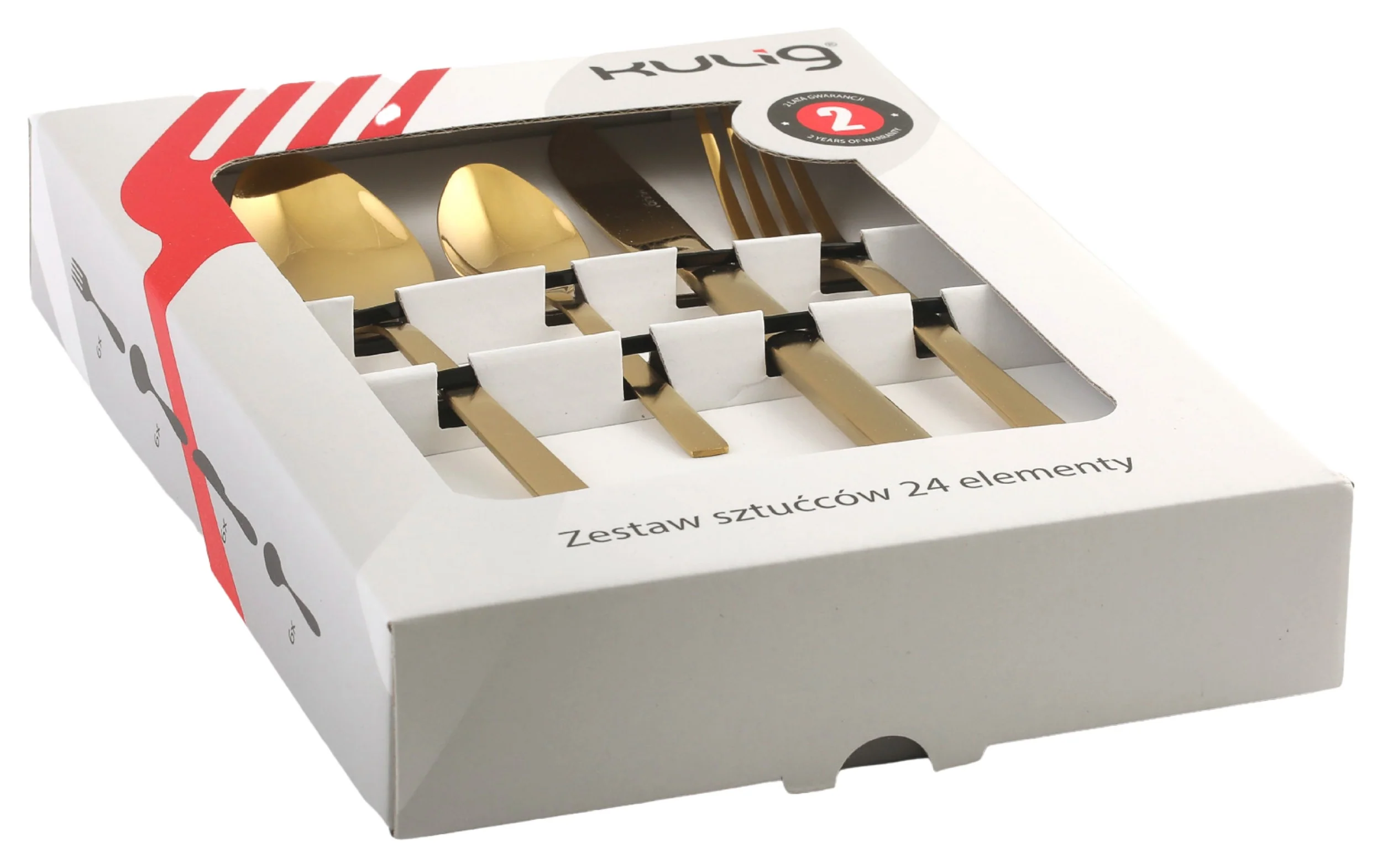 Zestaw sztućców dla 6 osób Piano 24 szt. złote - Image 7