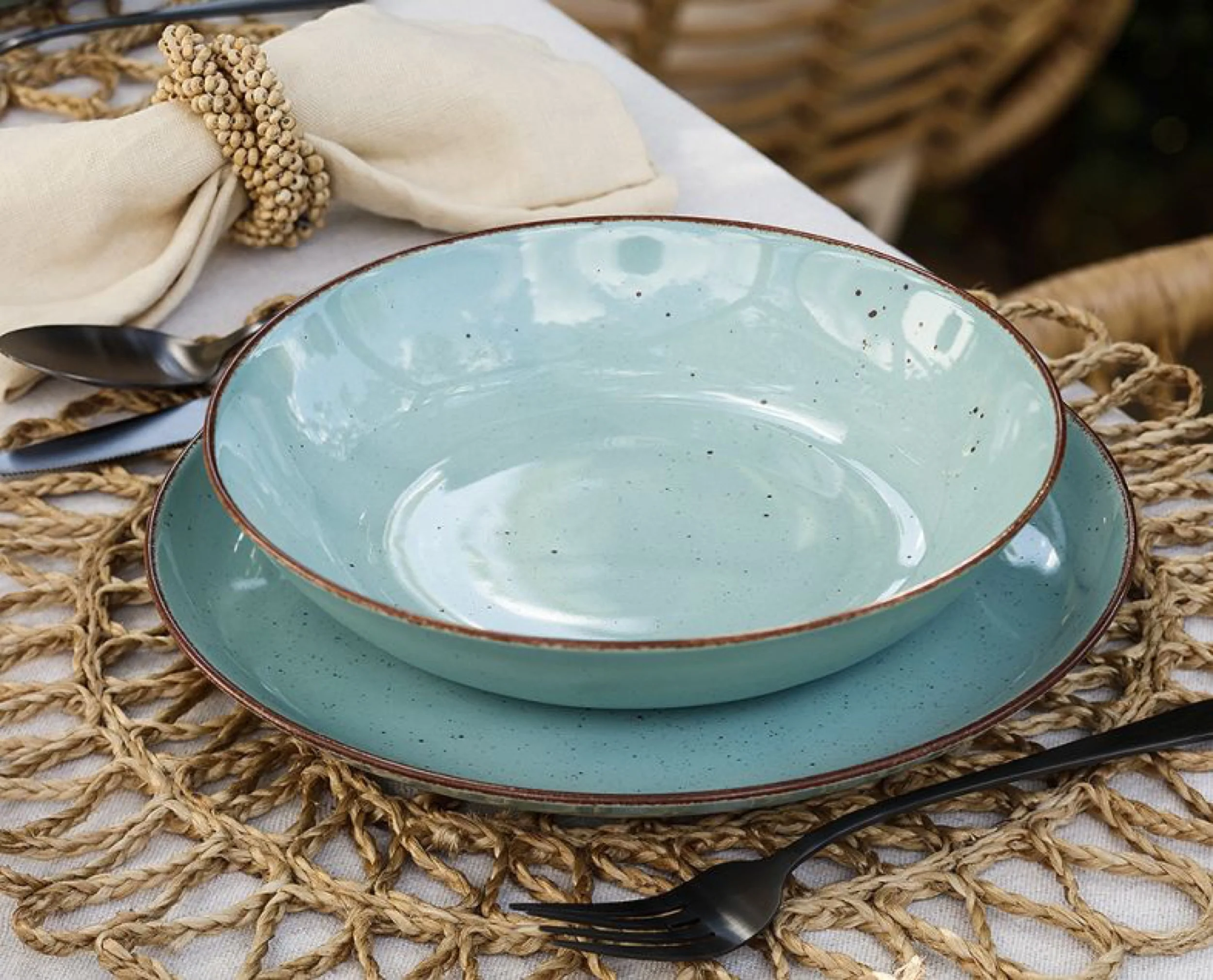 Zestaw talerzy porcelanowych dla 6 os. City turkusowy - Image 2