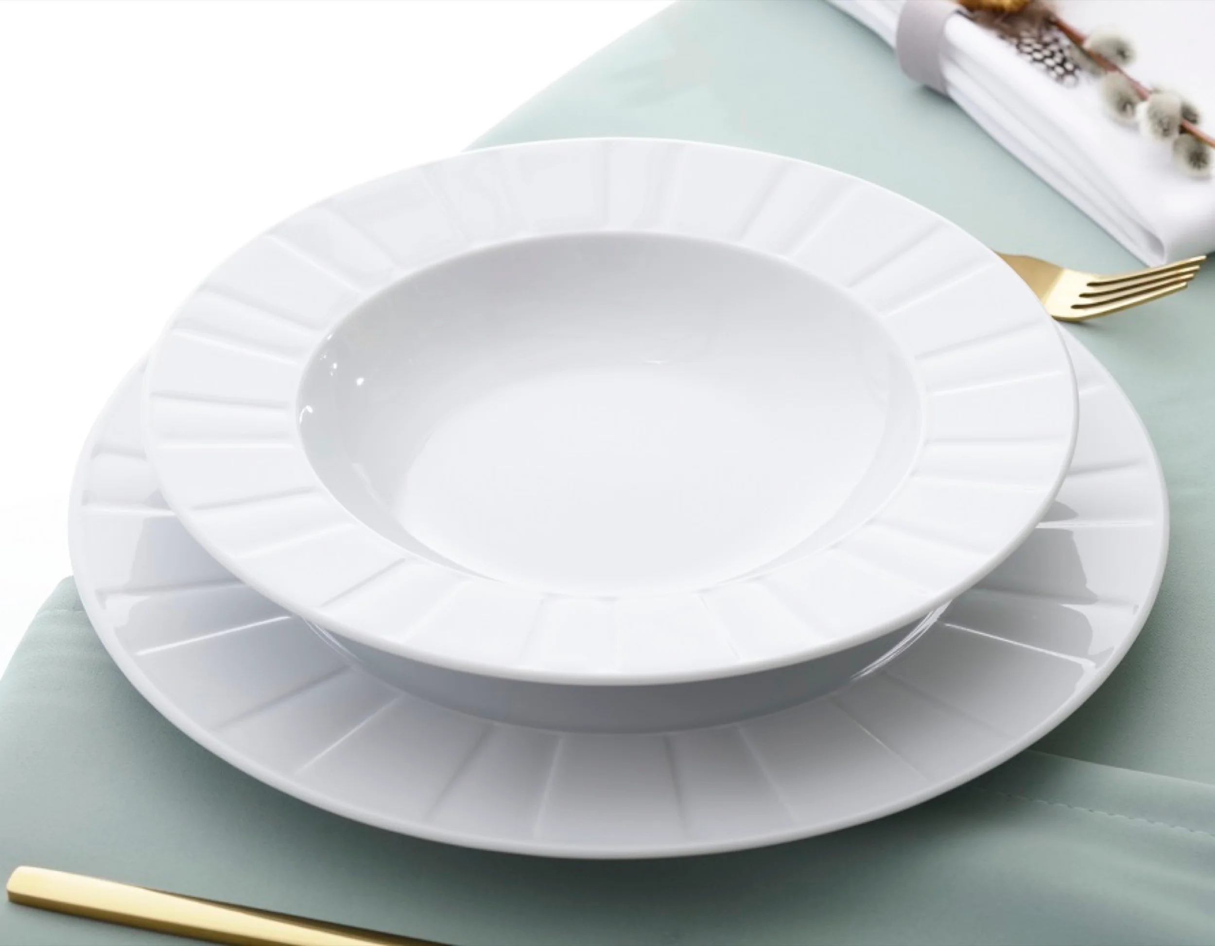 Zestaw talerzy porcelanowych dla 6 os. Oktawa biały - Image 5