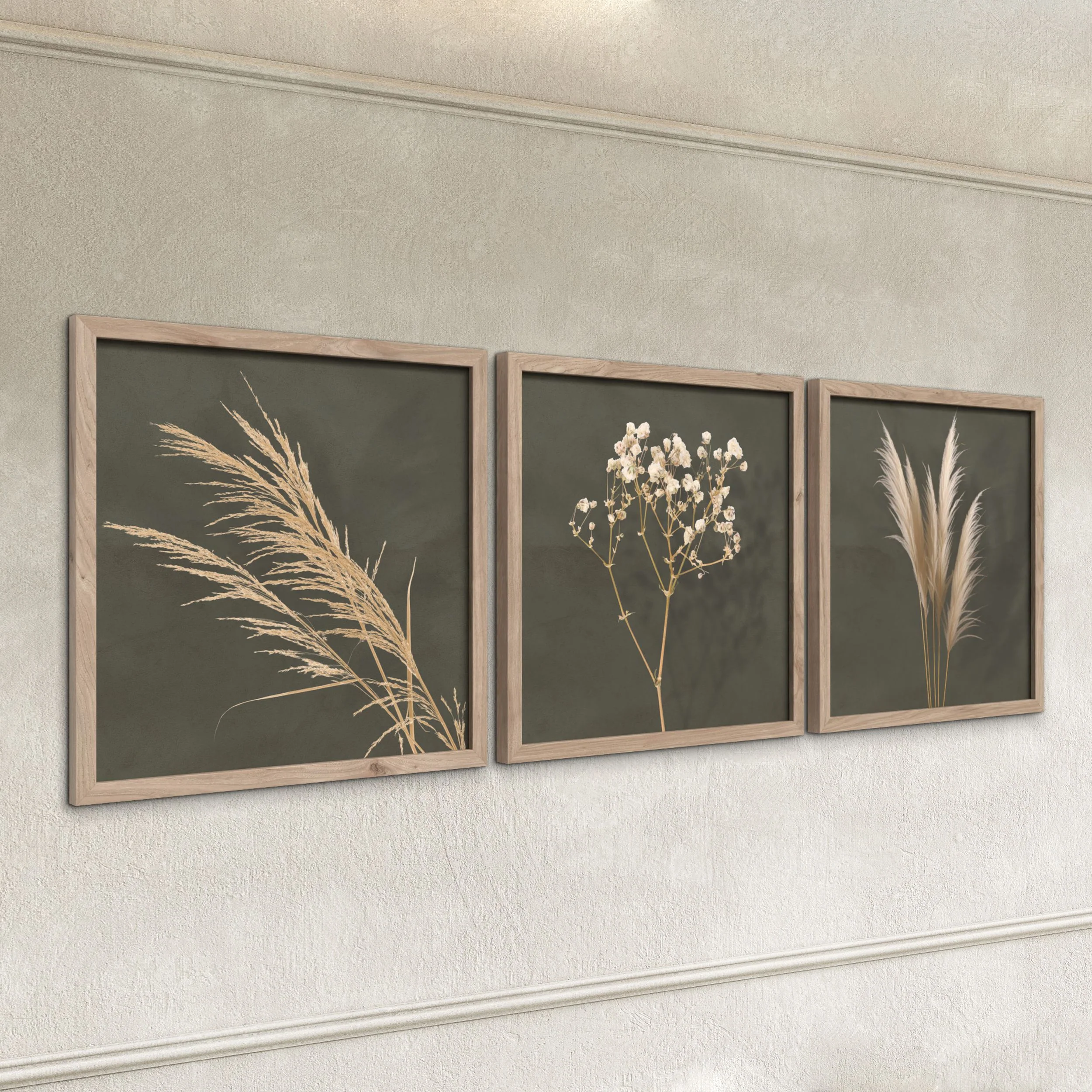 Zestaw trzech obrazów Climmes 30x30 cm zielone - Image 4