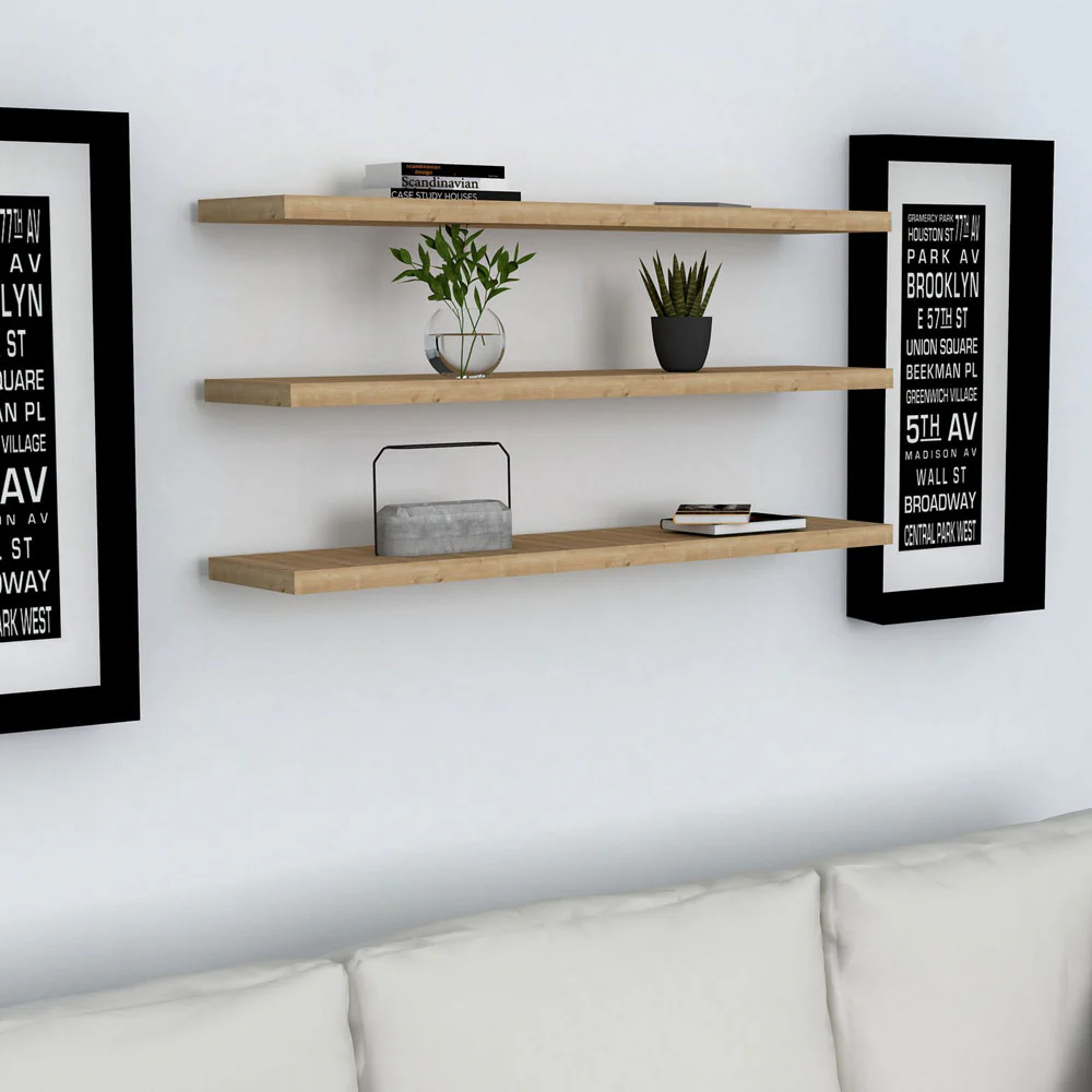 Zestaw trzech półek na ścianę Boike w stylu minimalistycznym 60 cm - Image 3